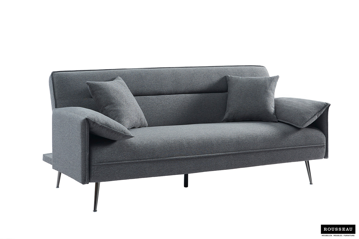 Rousseau - Canapé Lit clic-clac Sivas - Gris - 95x199x89 cm