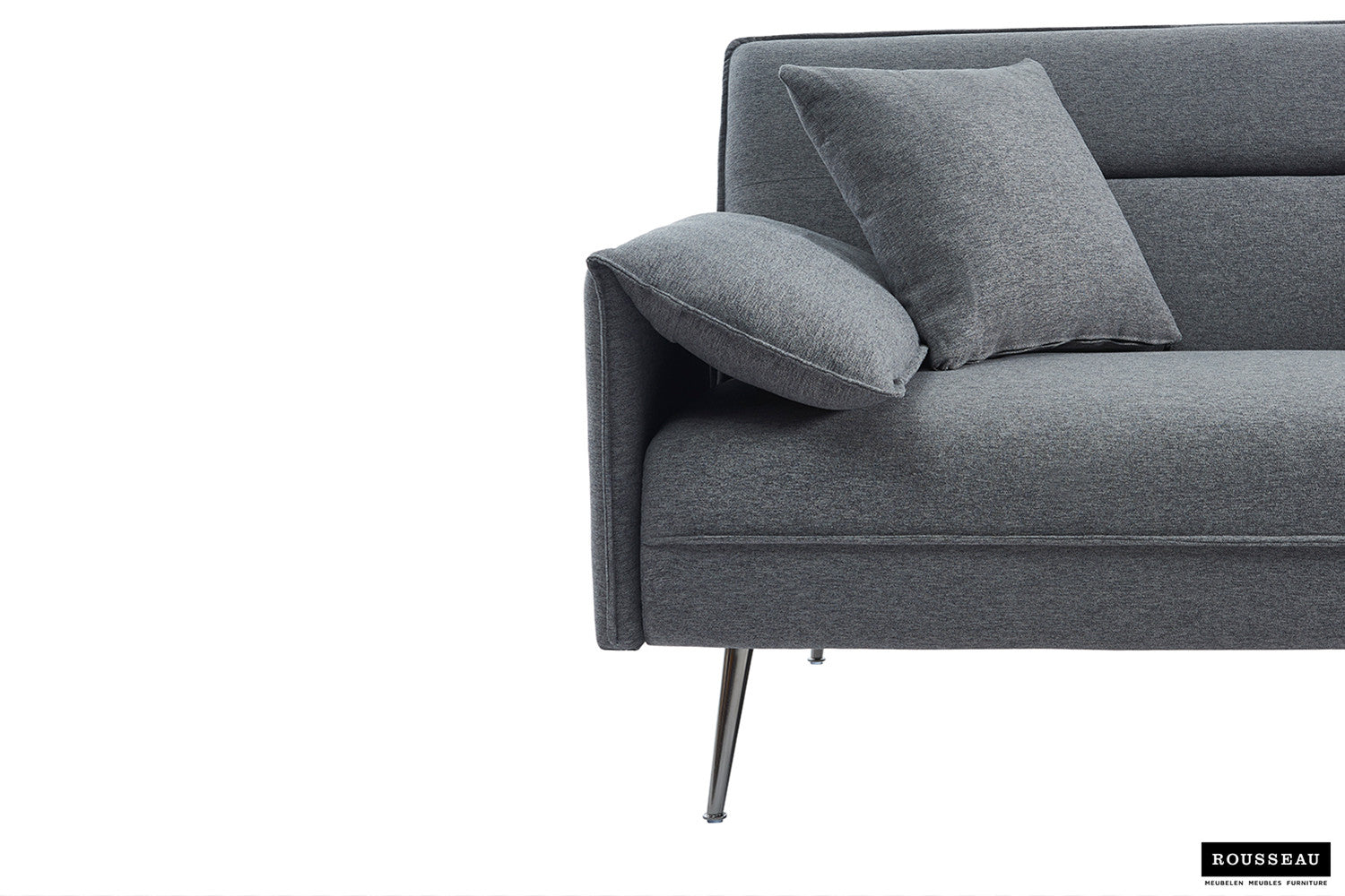 Rousseau - Canapé Lit clic-clac Sivas - Gris - 95x199x89 cm