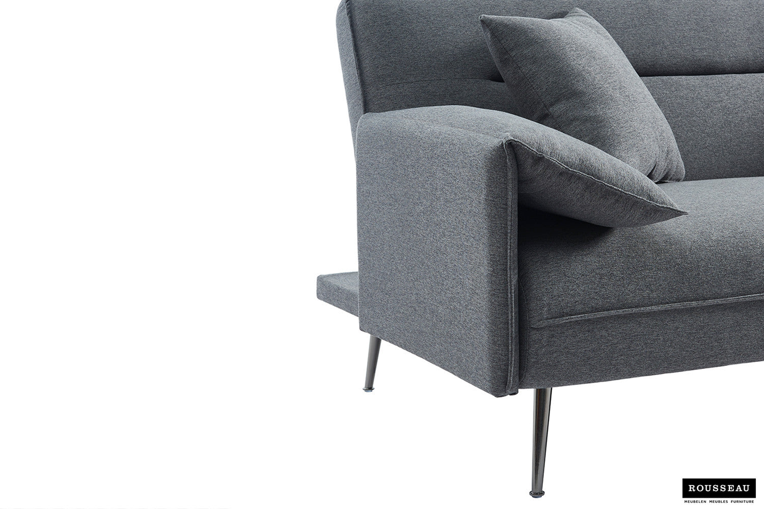 Rousseau - Canapé Lit clic-clac Sivas - Gris - 95x199x89 cm