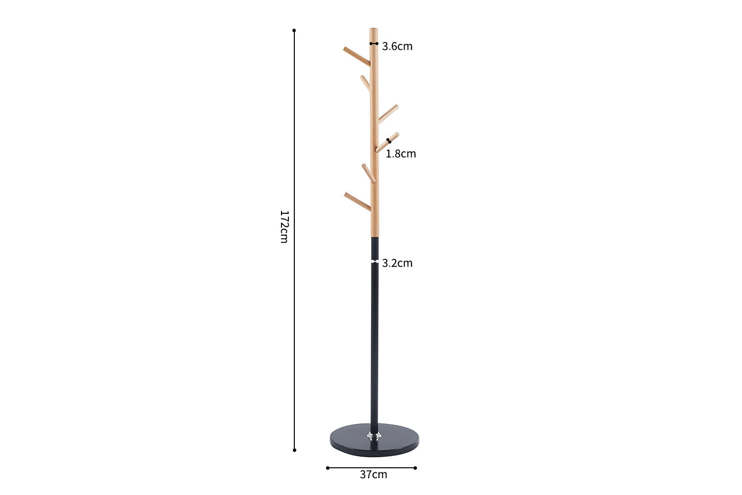 Rousseau - Portemanteau Viola Noir mat - 172x37x37 cm