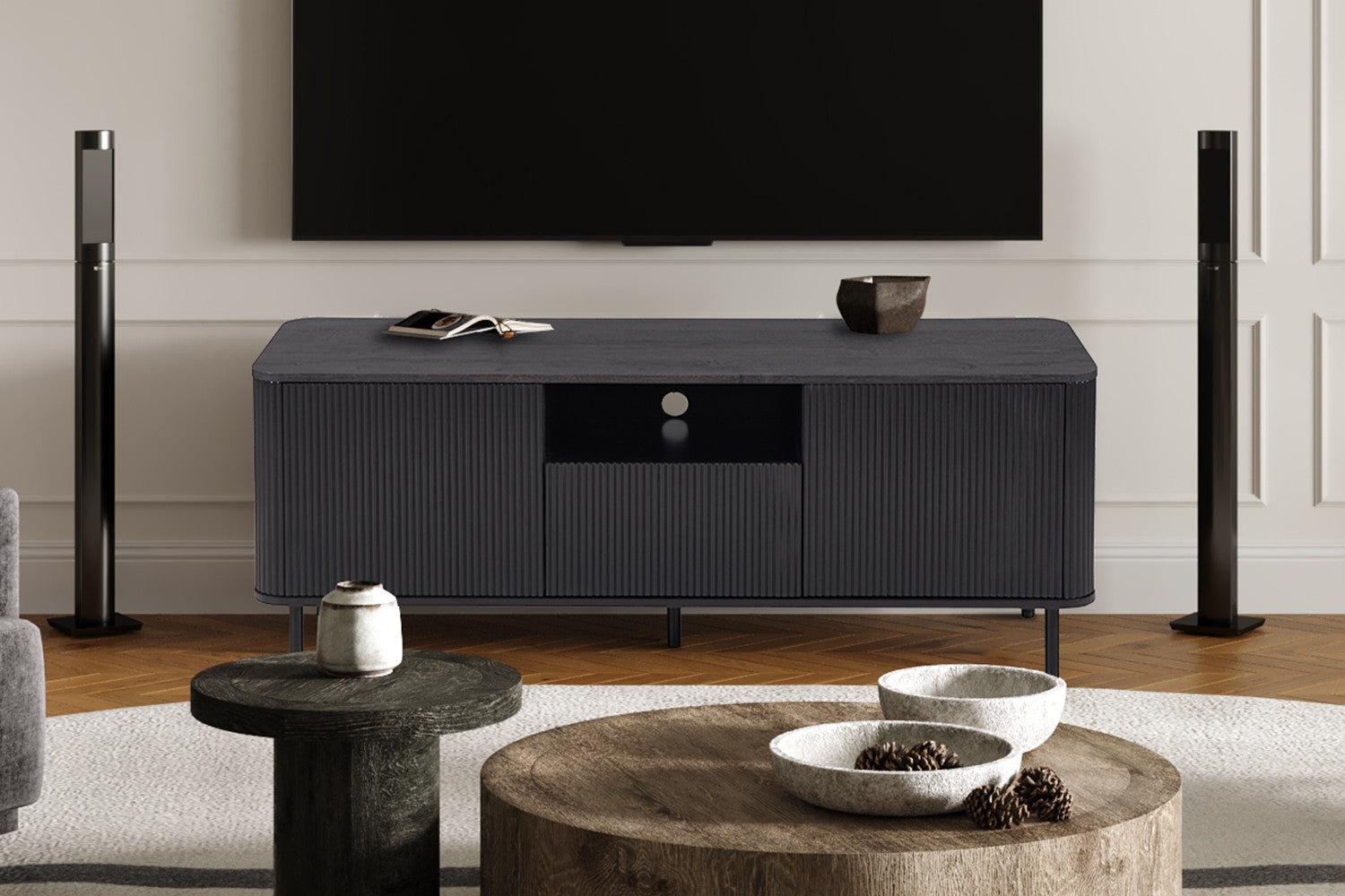 Rousseau - TV meubel Lagos 140 cm Decor Donkerbruin - 56x140x45 cm