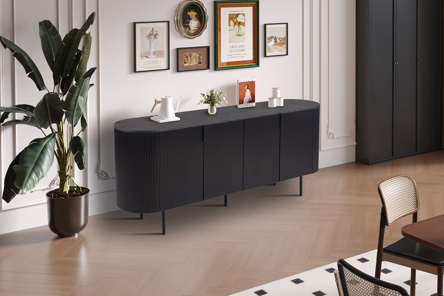 Rousseau - Buffet Lagos 200 cm Décor Marron Foncé - 80x200x45 cm