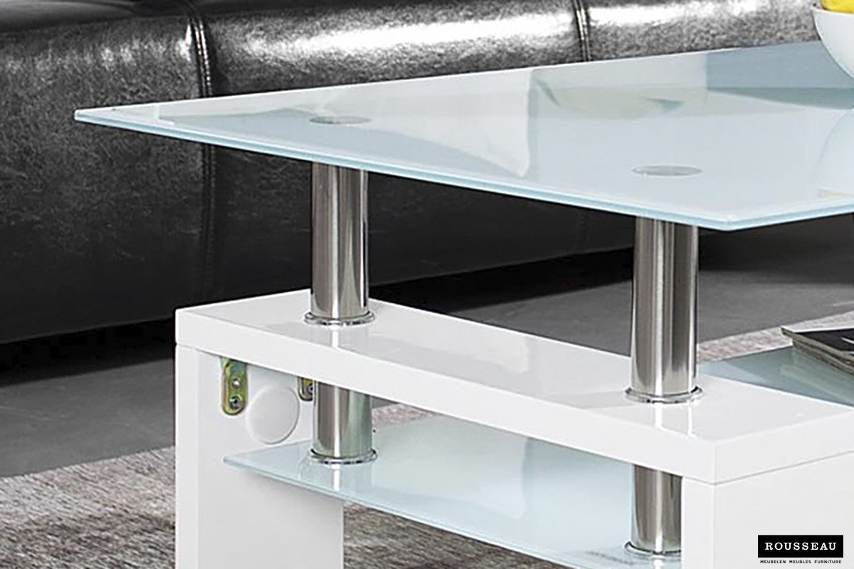 Rousseau - Salontafel Alana Hoogglans wit - 45x100x60 cm