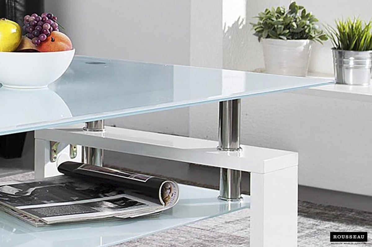 Rousseau - Salontafel Alana Hoogglans wit - 45x100x60 cm
