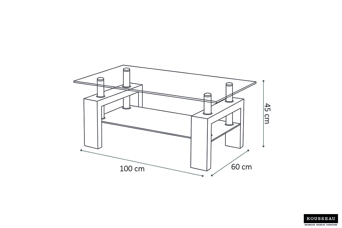 Rousseau - Salontafel Alana Hoogglans zwart - 45x100x60 cm