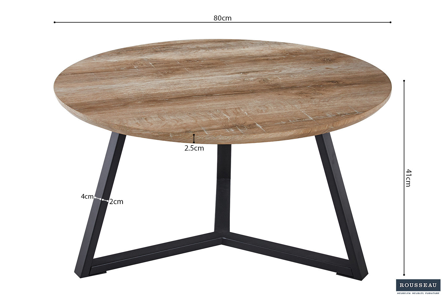 Rousseau - Salontafel Paso 1 Decor Oude Eik - 41x80x80 cm