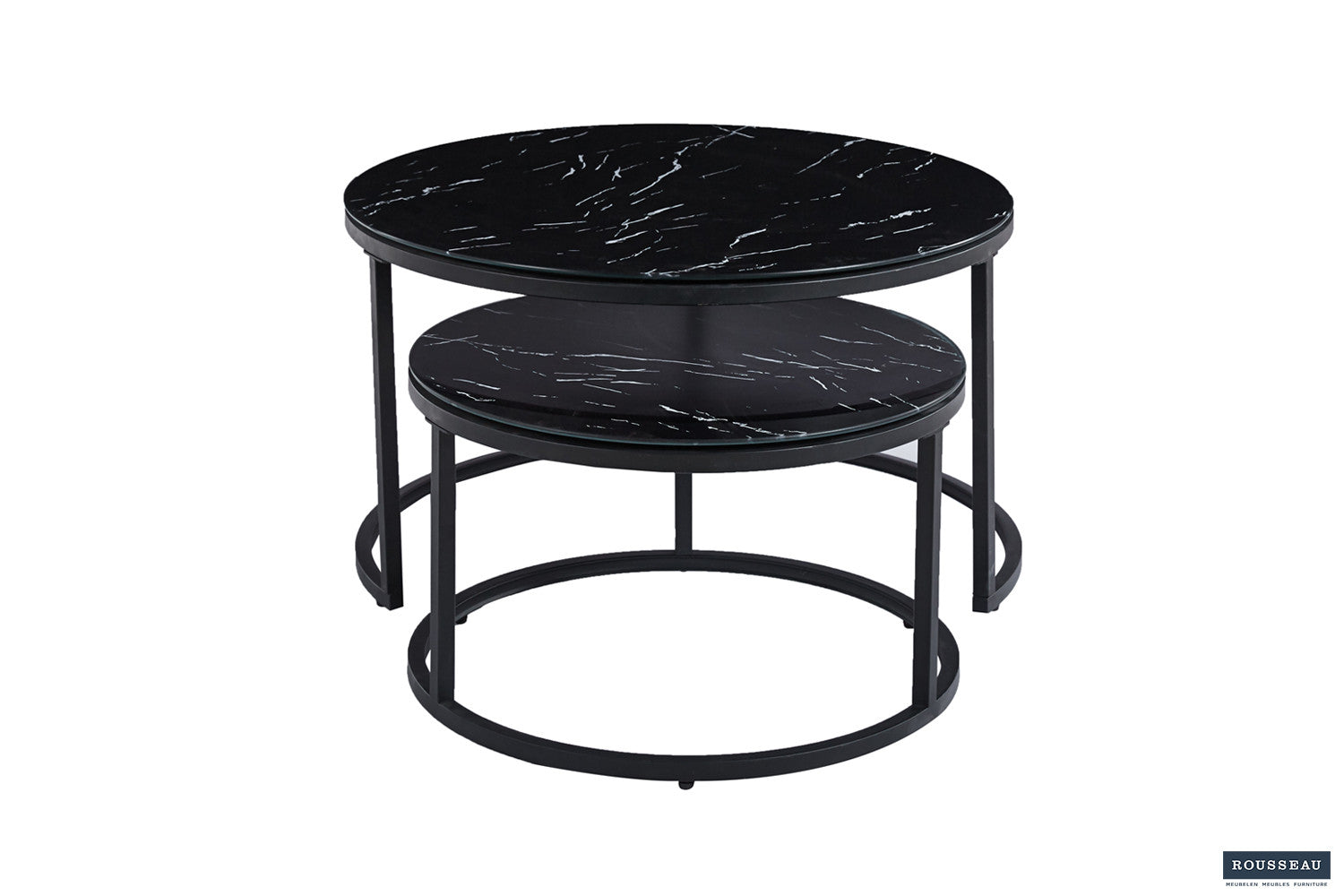 Rousseau - Salontafel Boston Decor Glas Marmer Zwart - 45x80x80cm