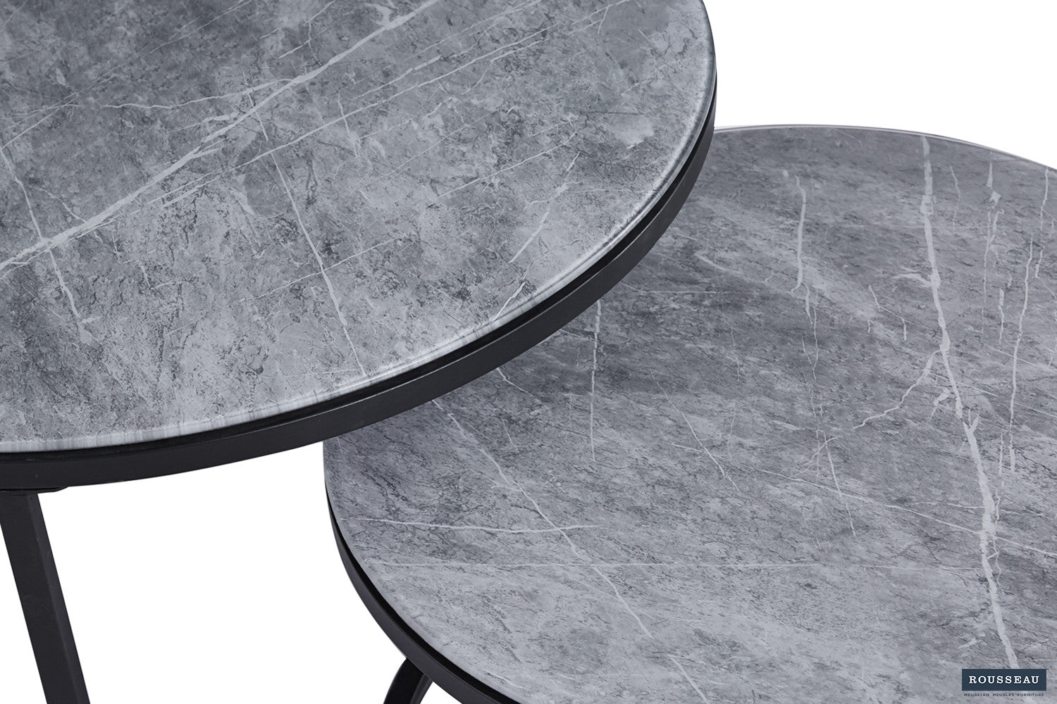 Rousseau - Salontafel Boston Decor Glas Steen Grijs - 45x80x80cm