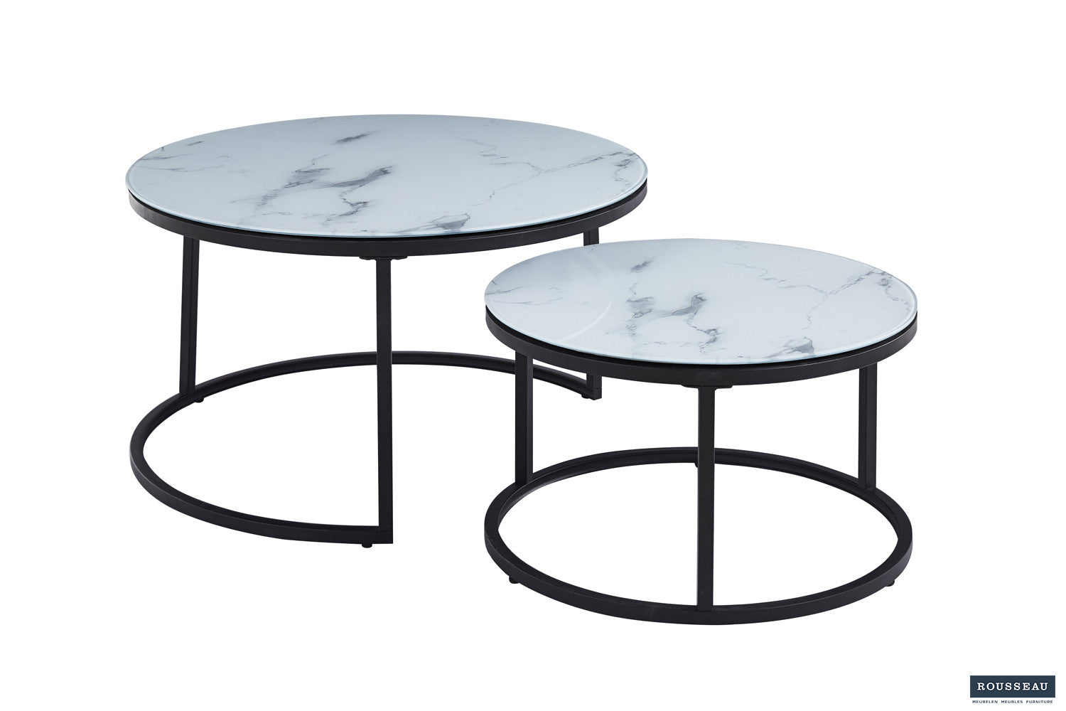 Rousseau - Salontafel Boston Decor Glas Marmer Wit - 45x80x80cm