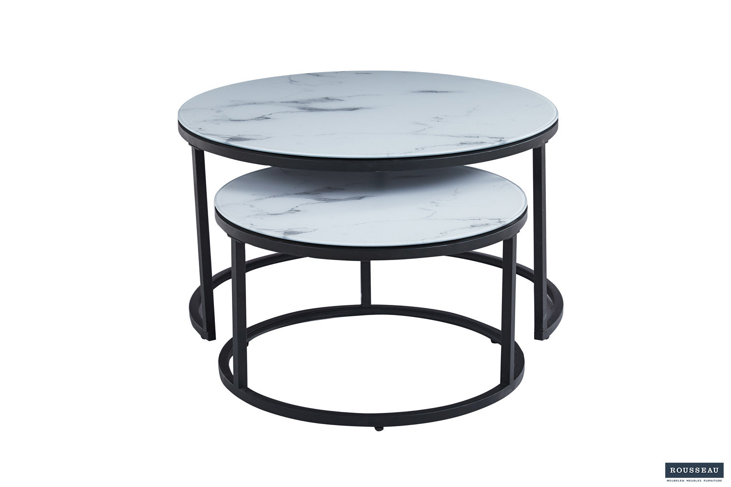Rousseau - Salontafel Boston Decor Glas Marmer Wit - 45x80x80cm