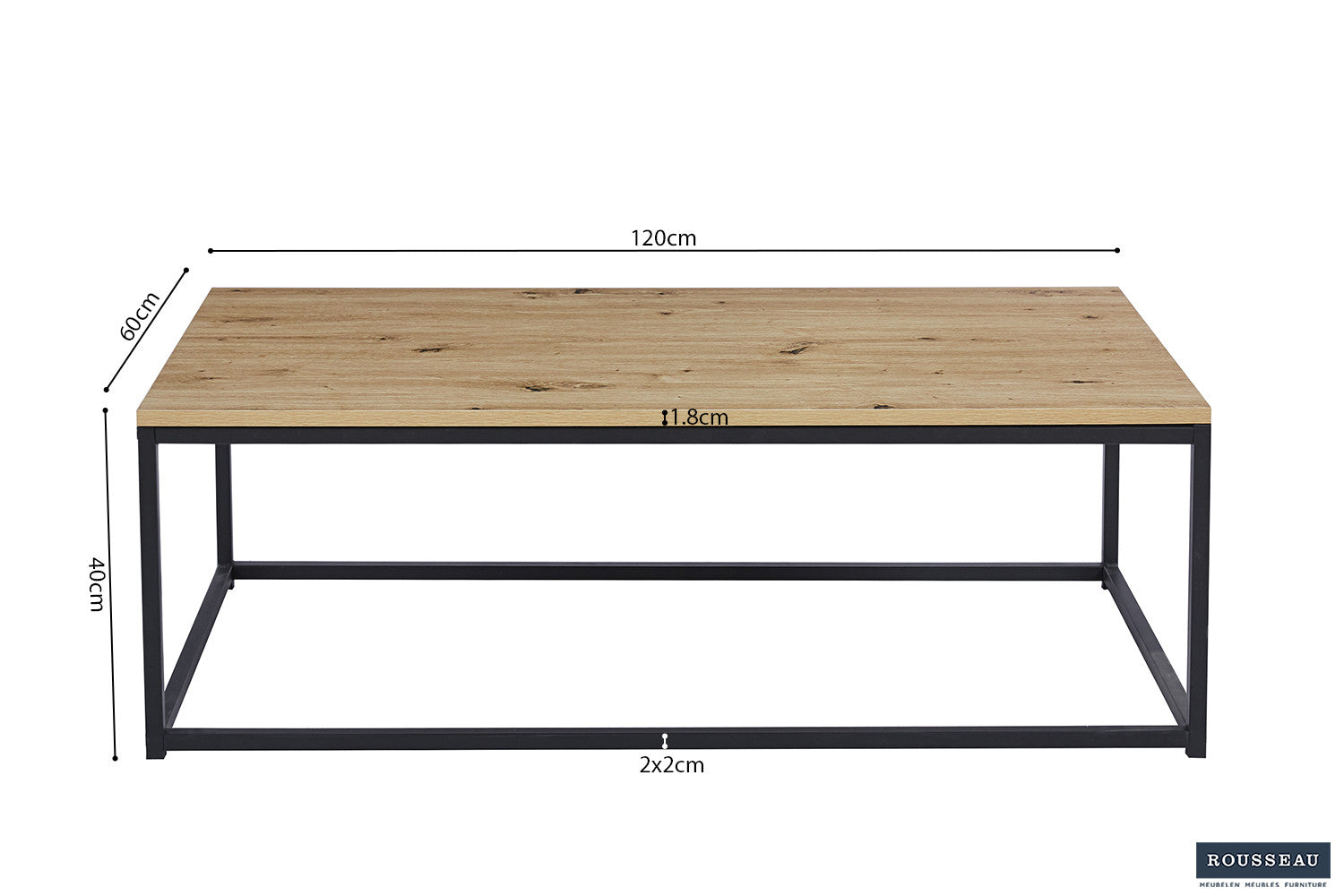 Rousseau - Salontafel Dallas Decor Oude eik - 40x120x60 cm
