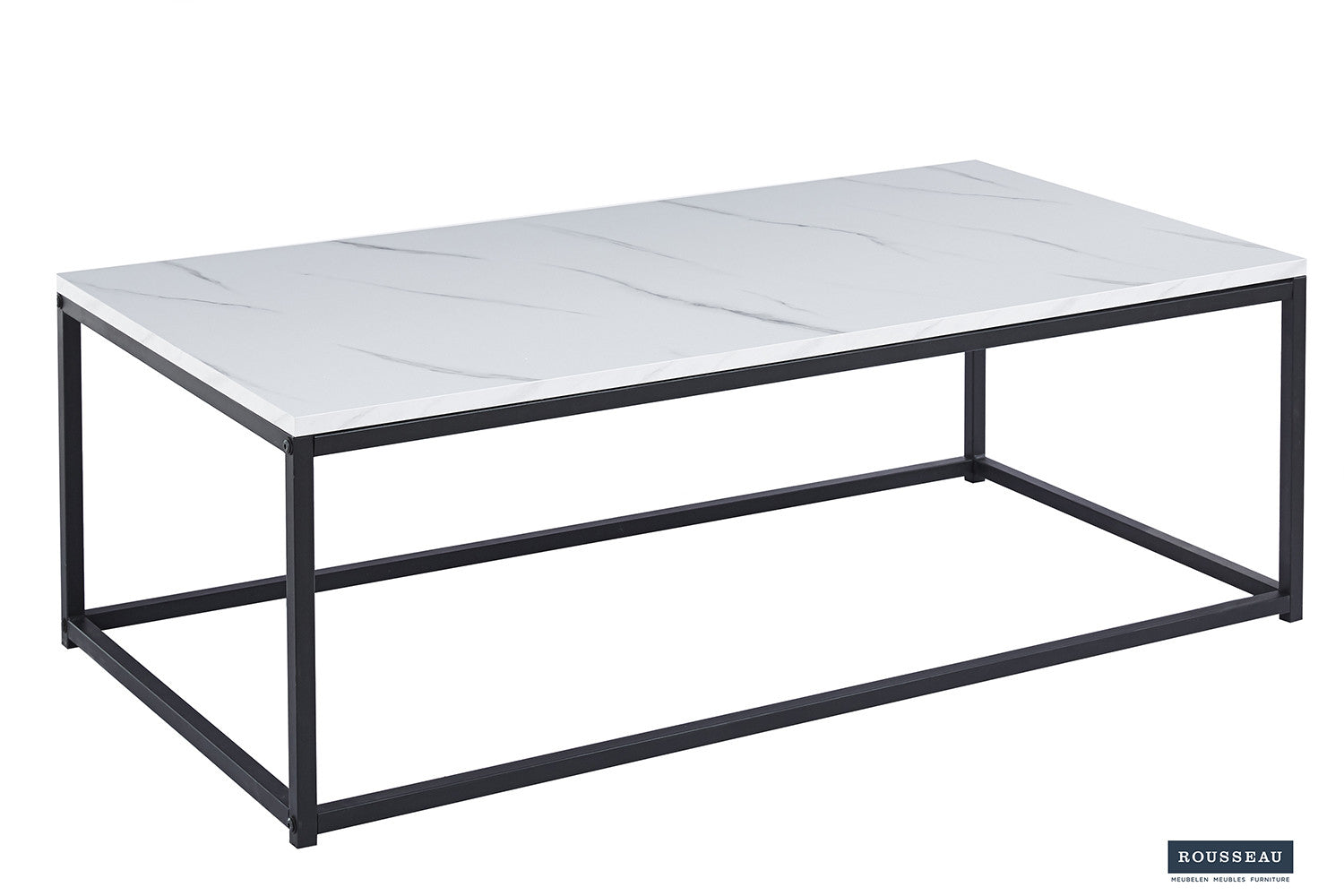Rousseau - Table basse Dallas Décor Marbre Blanc - 40x120x60 cm