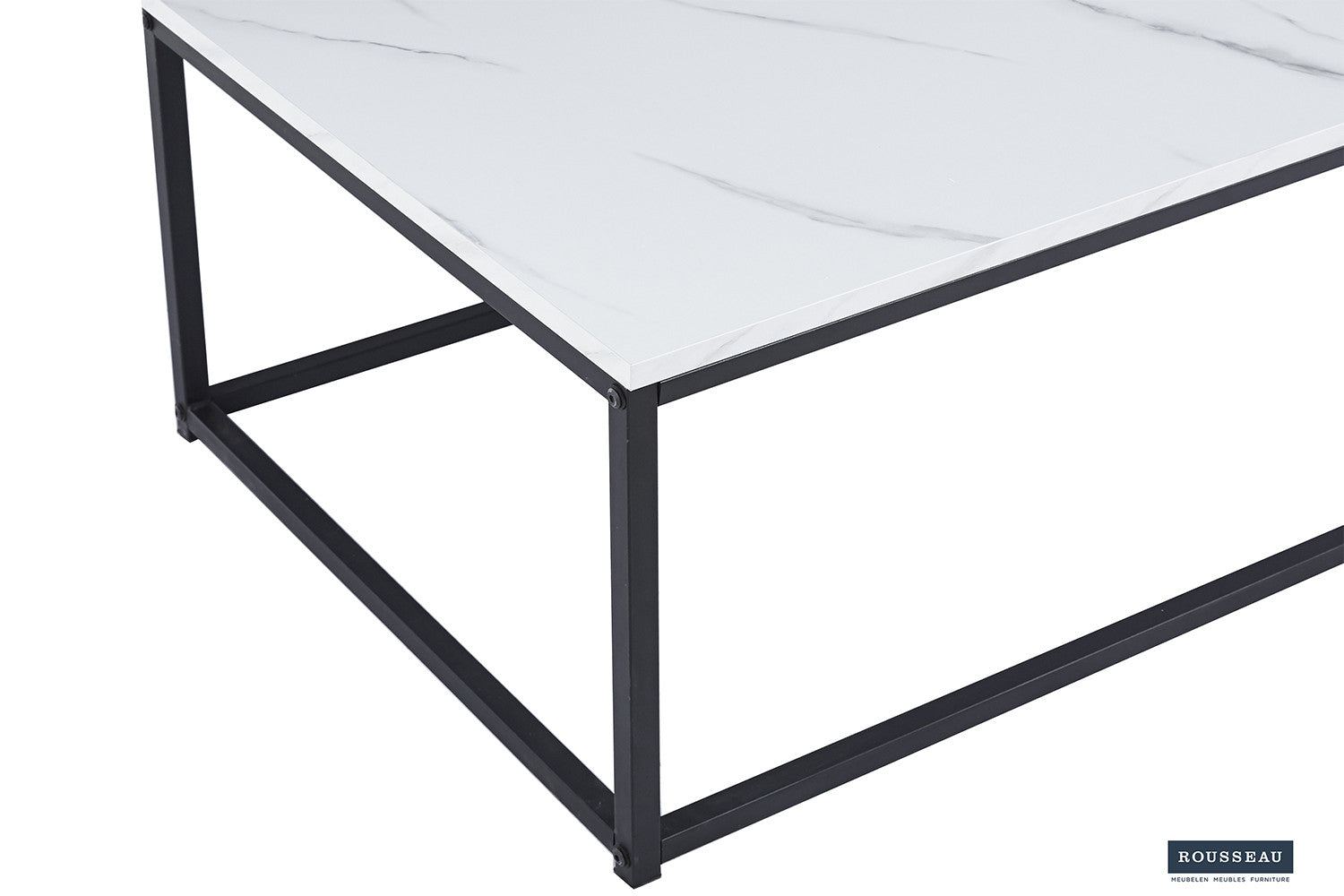 Rousseau - Table basse Dallas Décor Marbre Blanc - 40x120x60 cm