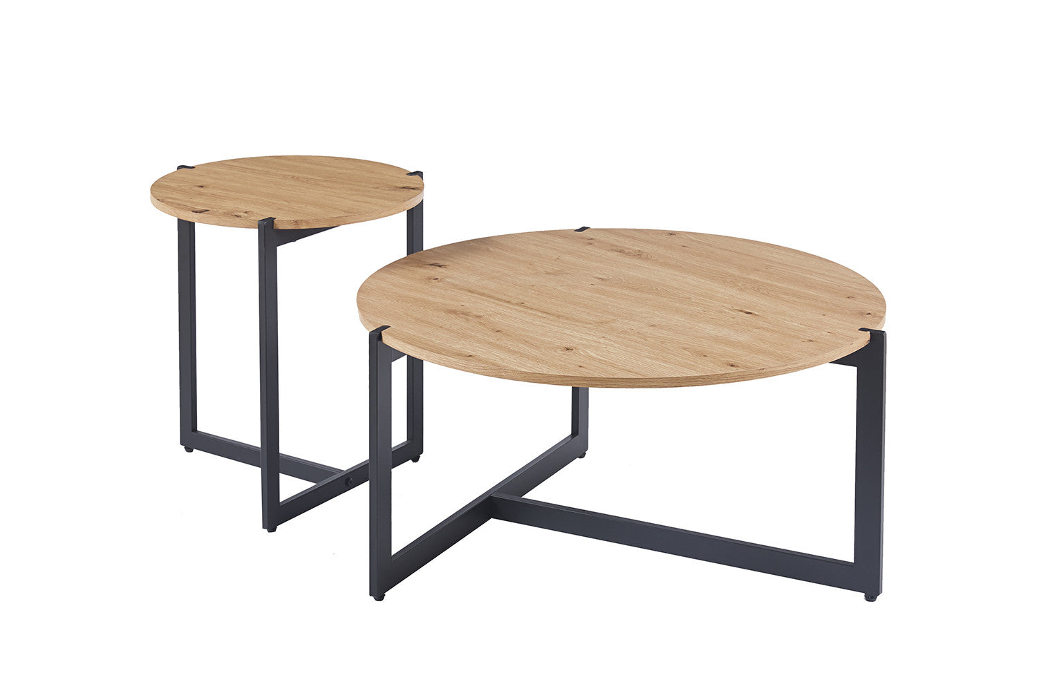 Rousseau - Set van 2 Salontafels Pola Decor Oude eik - 50x45x80cm