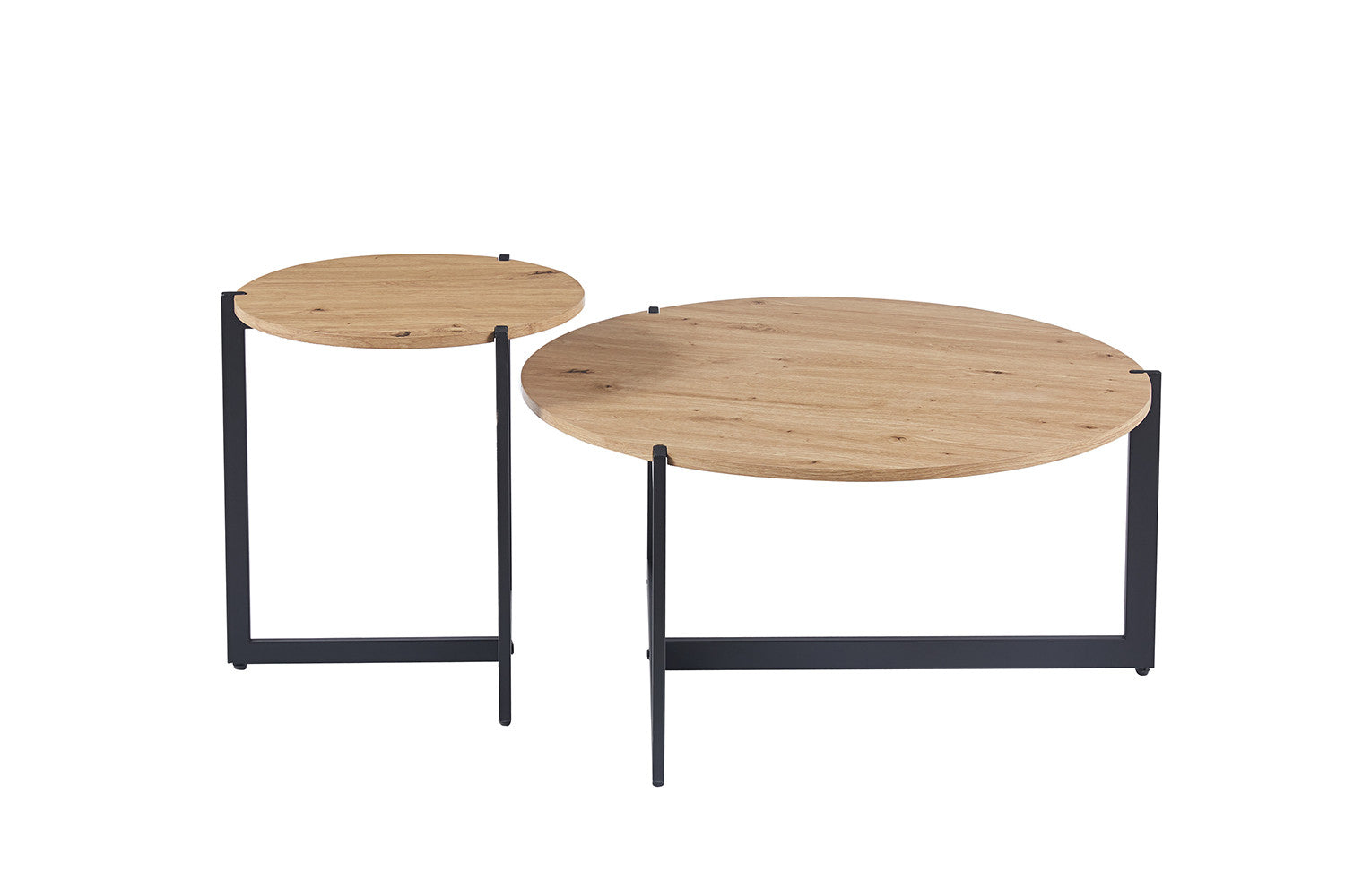 Rousseau - Set van 2 Salontafels Pola Decor Oude eik - 50x45x80cm