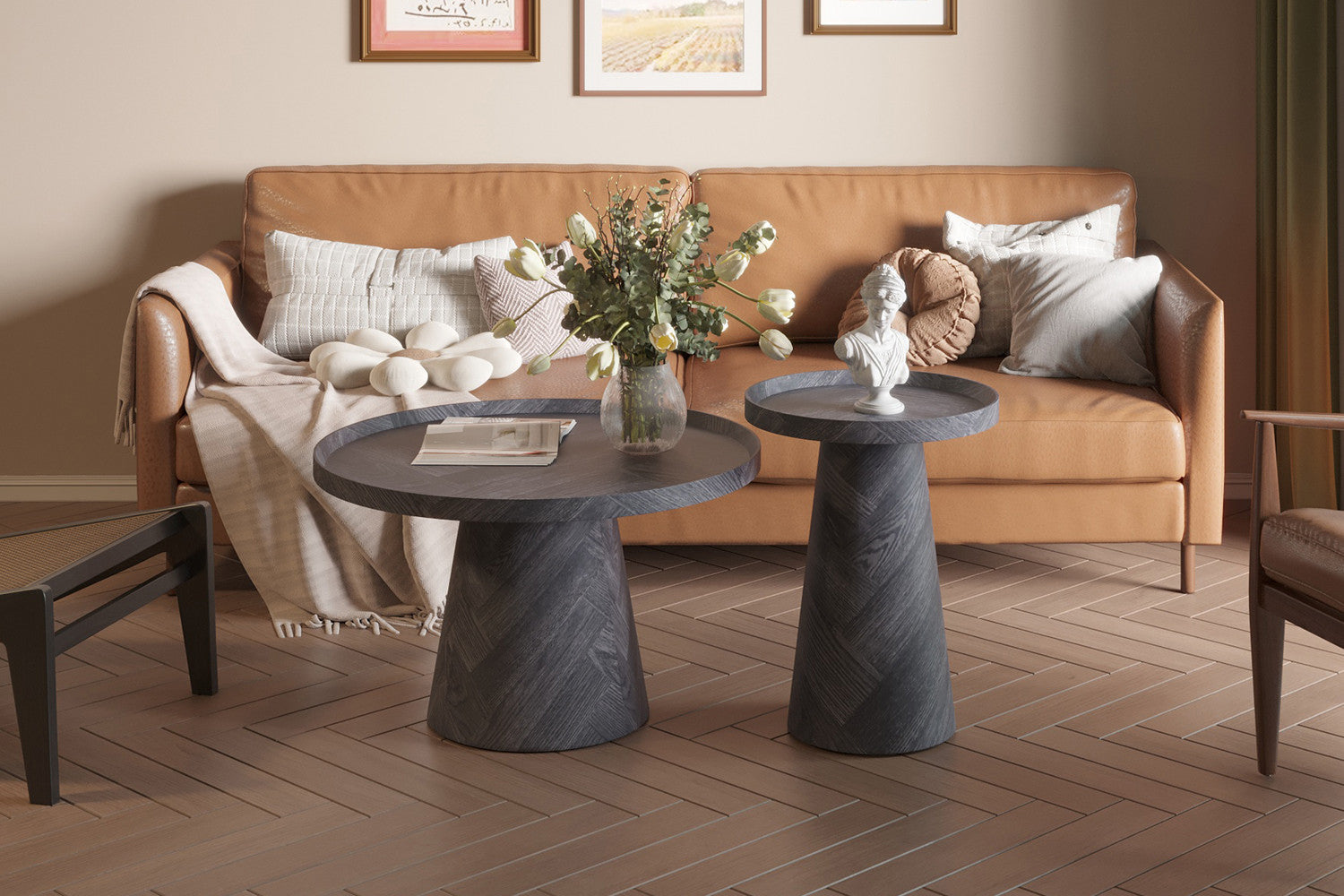 Rousseau - Salontafel Manus 45 cm Decor Donkergrijs - 58x45x45 cm