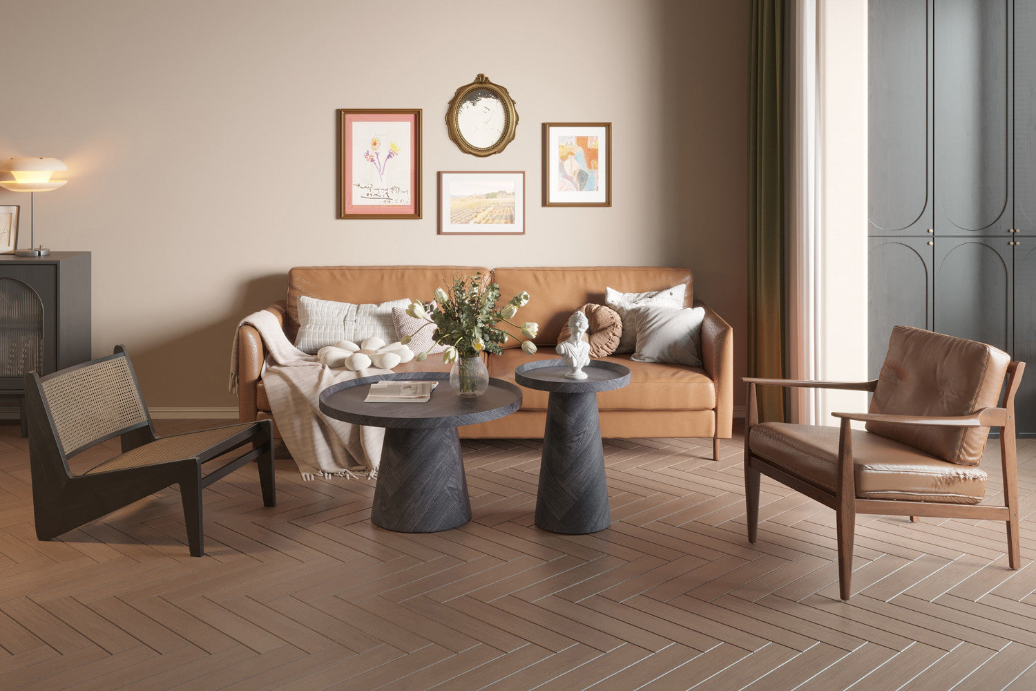 Rousseau - Salontafel Manus 45 cm Decor Donkergrijs - 58x45x45 cm