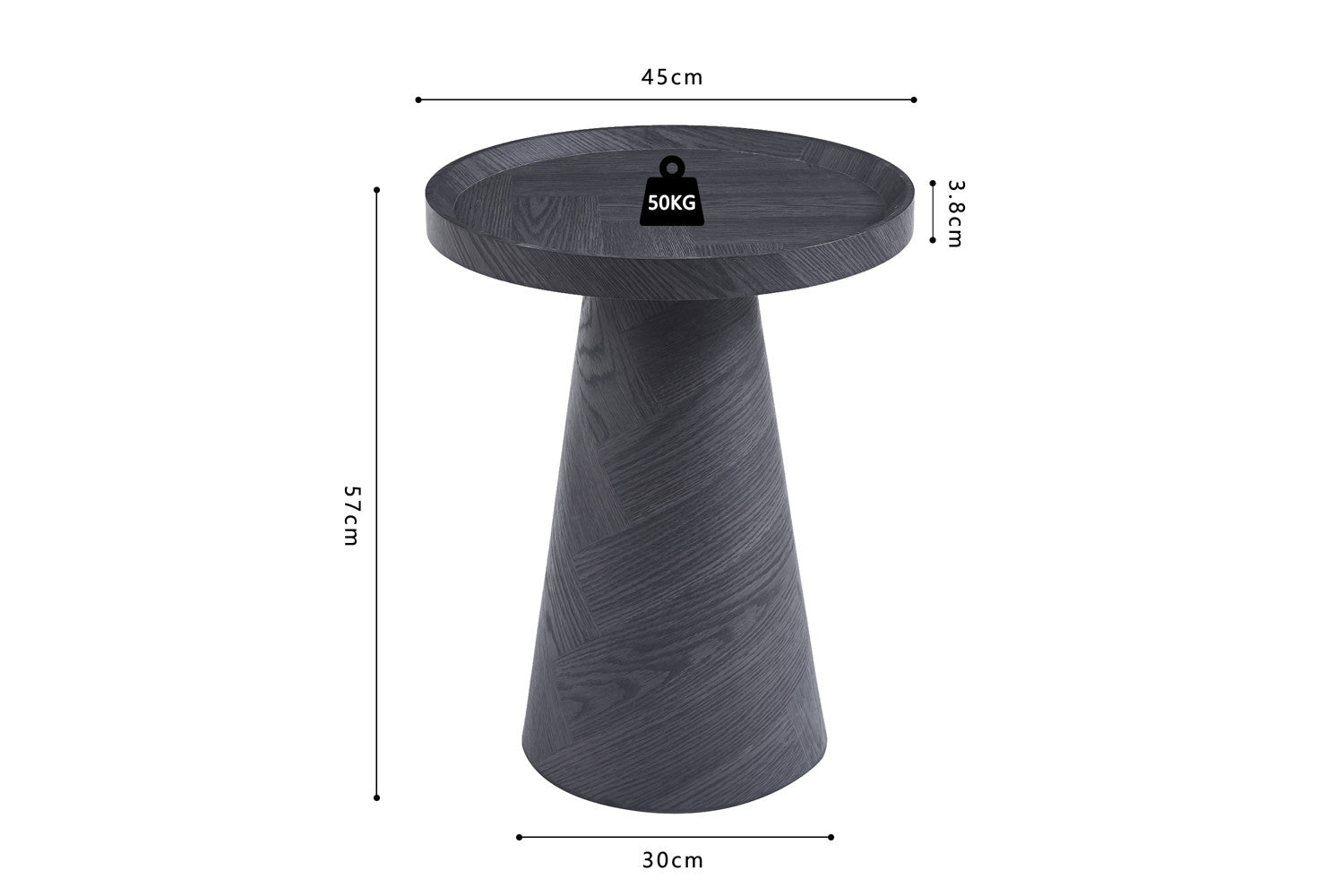 Rousseau - Salontafel Manus 45 cm Decor Donkergrijs - 58x45x45 cm