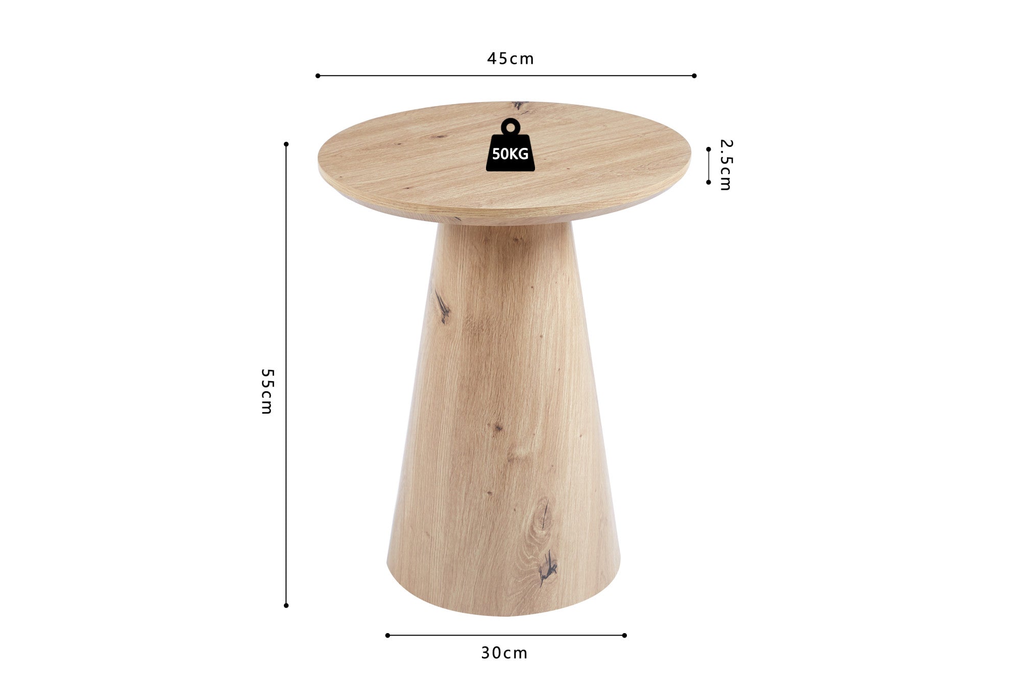 Rousseau - Salontafel Lukas 45 cm Decor Oude eik - 55x45x45 cm