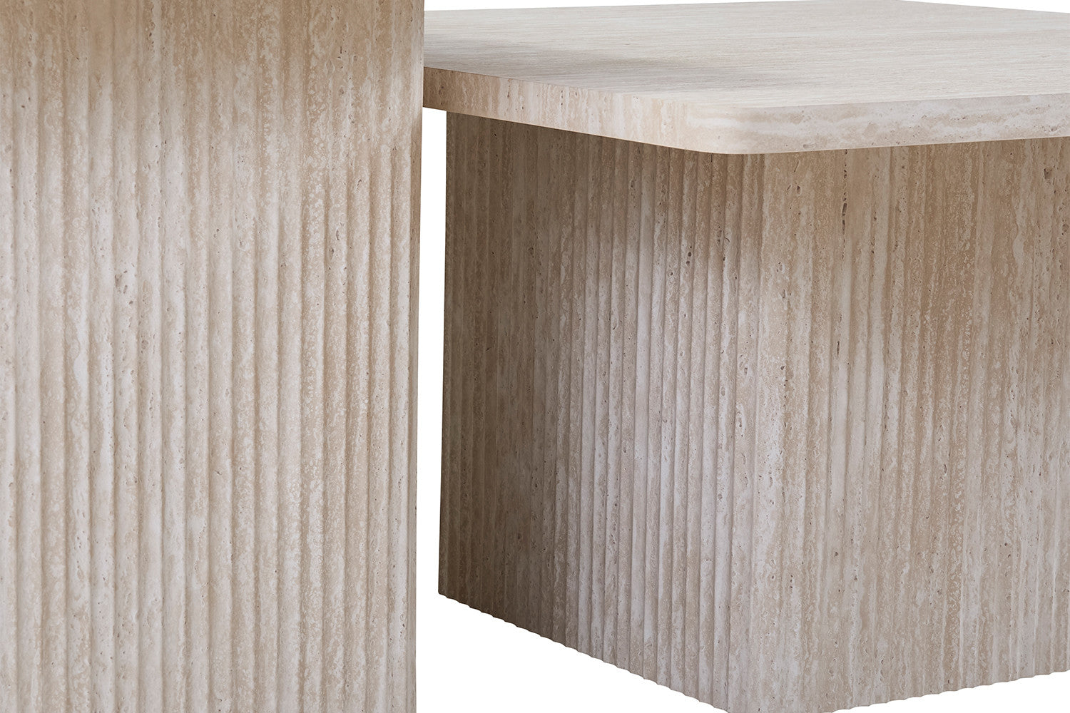 Rousseau - Set van 2 Salontafels Bobby Decor travertin Beige - 52x60x80cm
