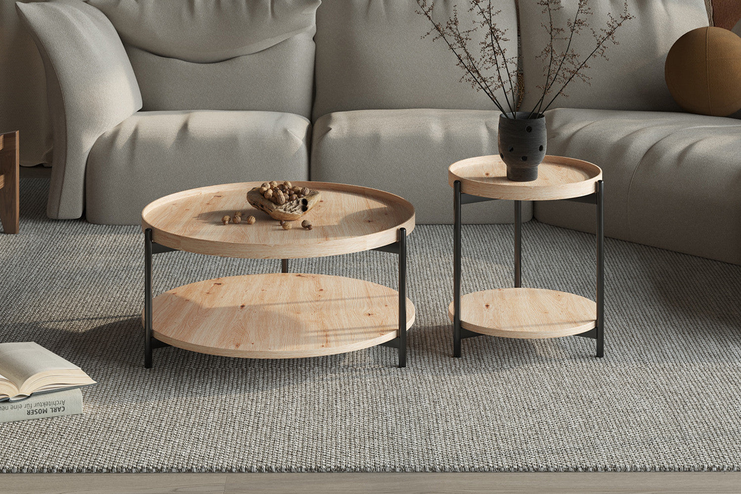 Rousseau - Salontafel Dalina 80 cm Decor Oude eik - 40x80x80 cm