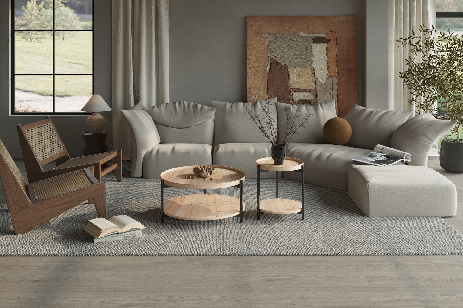 Rousseau - Salontafel Dalina 45 cm Decor Oude eik - 55x45x45 cm