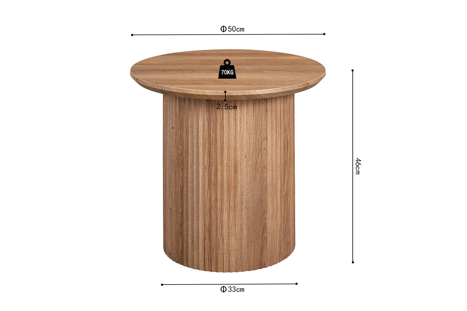 Rousseau - Salontafel Lagos 50 cm Rond Decor Oude eik - 46x50x50 cm