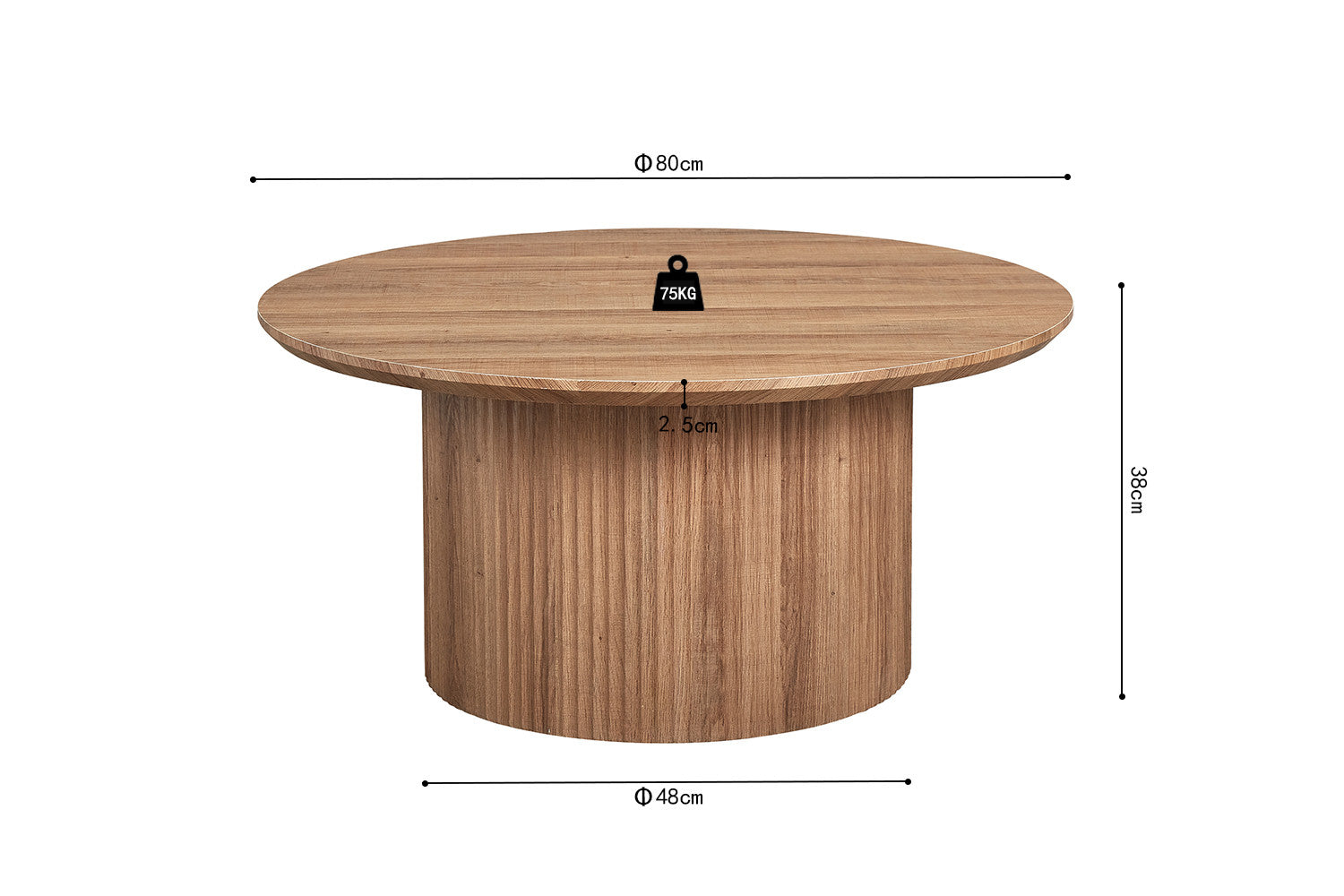 Rousseau - Salontafel Lagos 80 cm Rond Decor Oude eik - 38x80x80 cm