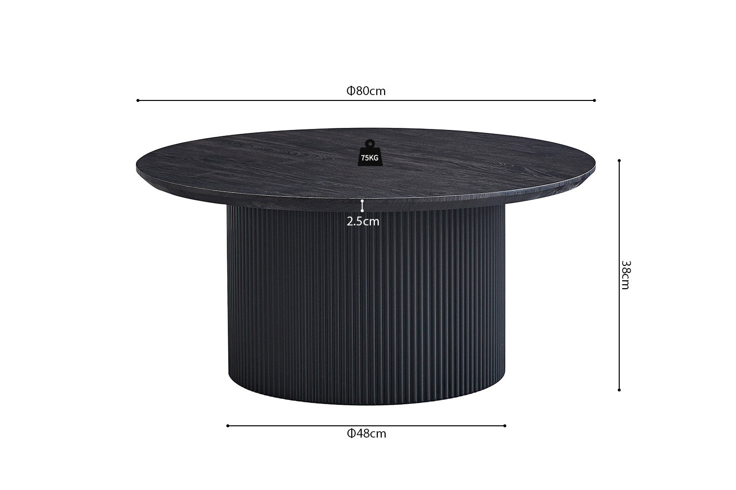 Rousseau - Table Basse Lagos 80 cm Ronde Décor Marron Foncé - 38x80x80 cm