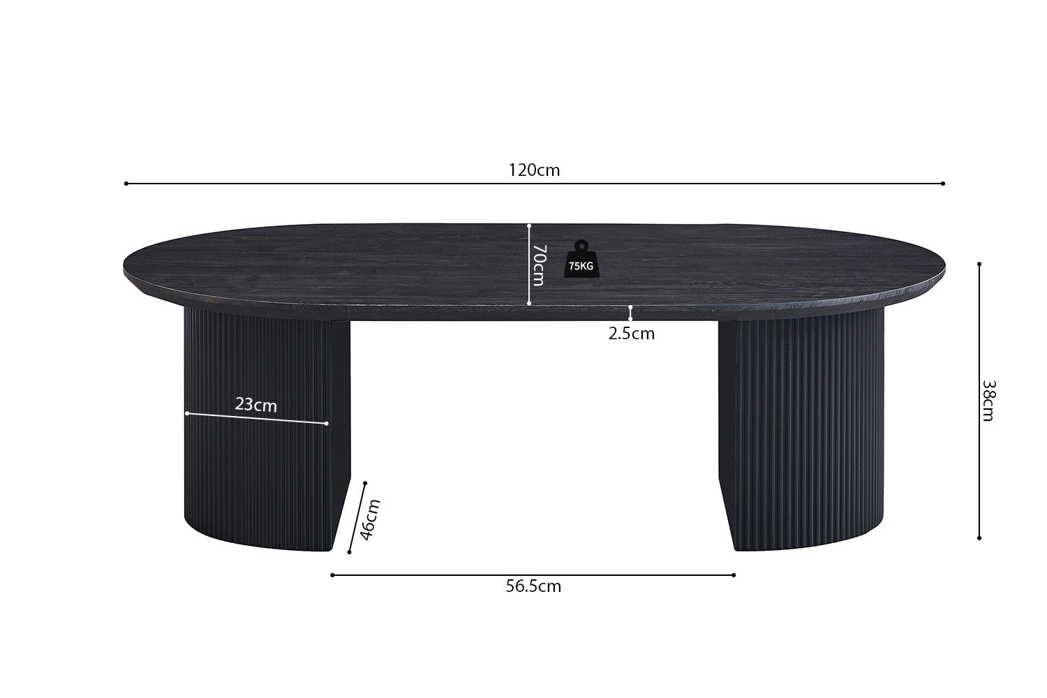 Rousseau - Salontafel Lagos 120 cm Ovaal Decor Donkerbruin - 38x120x70 cm