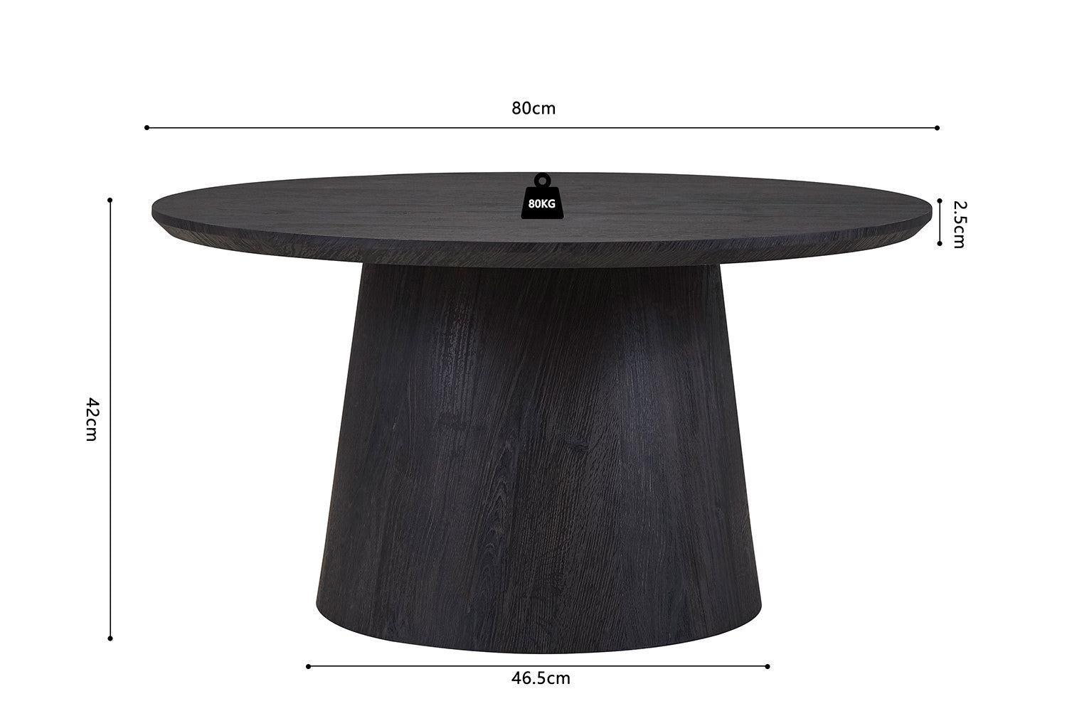 Rousseau - Salontafel Miklos 80 cm Rond Decor Donkerbruin - 42x80x80 cm