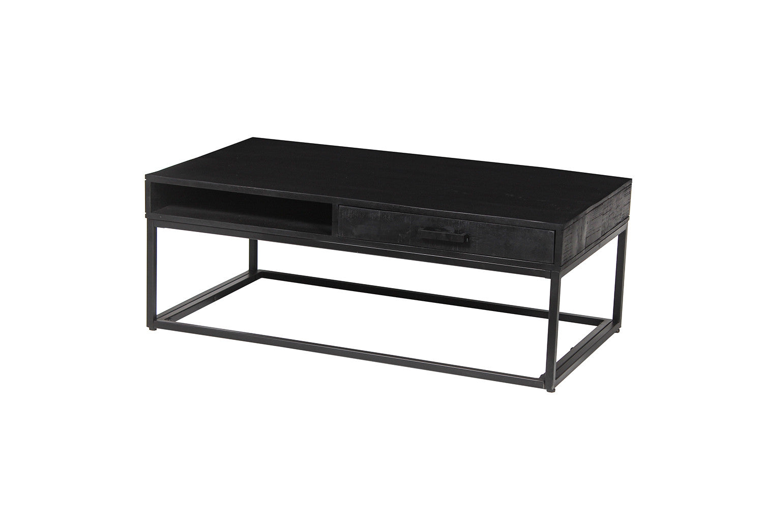 Rousseau - Salontafel Madeira met lade Mango hout zwart - 40x110x60 cm