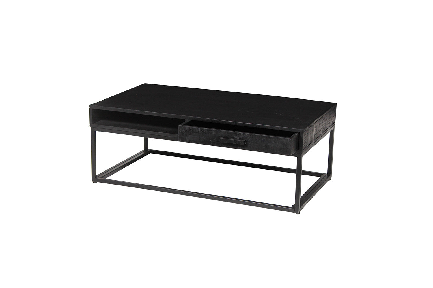 Rousseau - Salontafel Madeira met lade Mango hout zwart - 40x110x60 cm