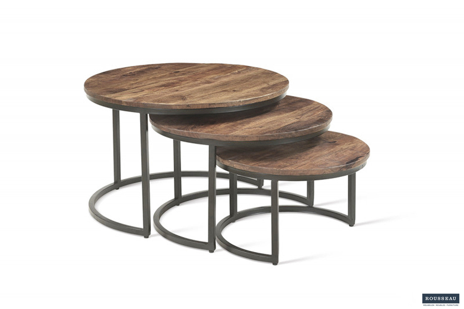 Rousseau - Salontafel Arnod 3-delig Mango hout - 30x50x50cm