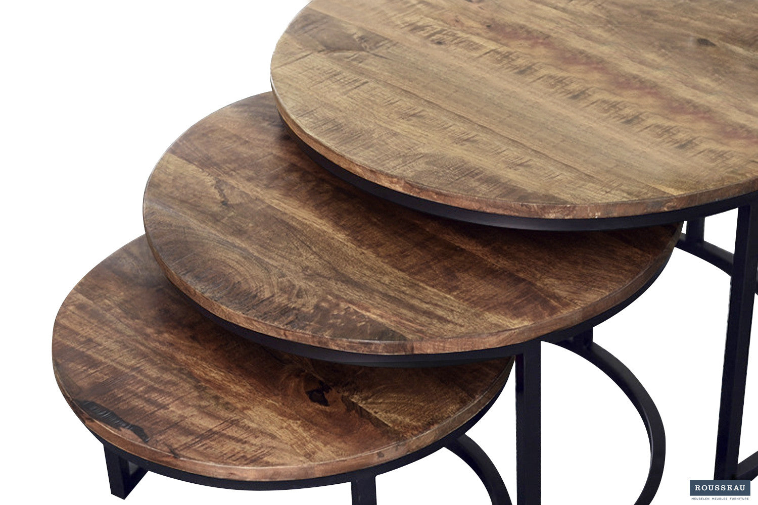 Rousseau - Salontafel Arnod 3-delig Mango hout - 30x50x50cm