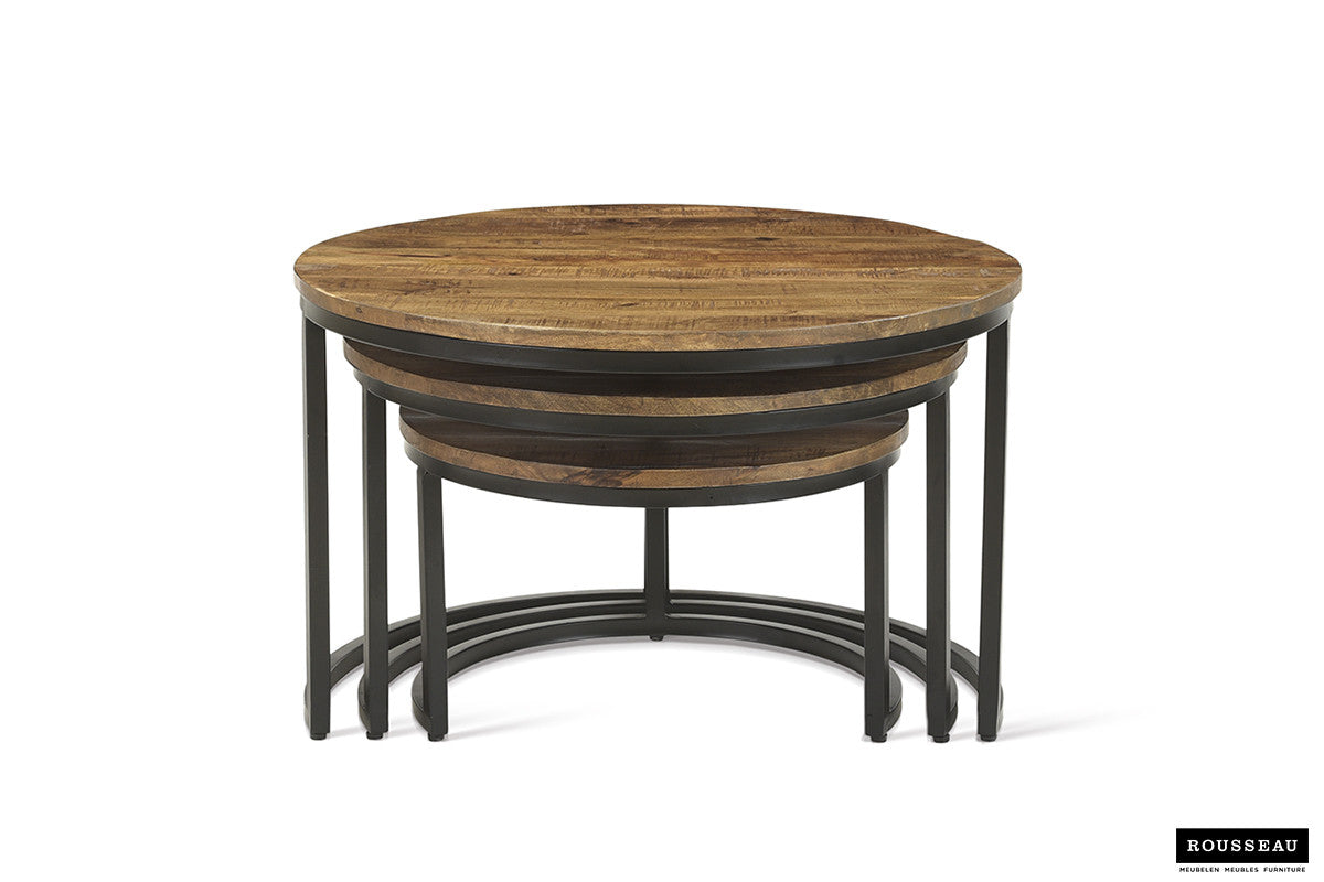 Rousseau - Salontafel Arnod 3-delig Mango hout - 30x50x50cm