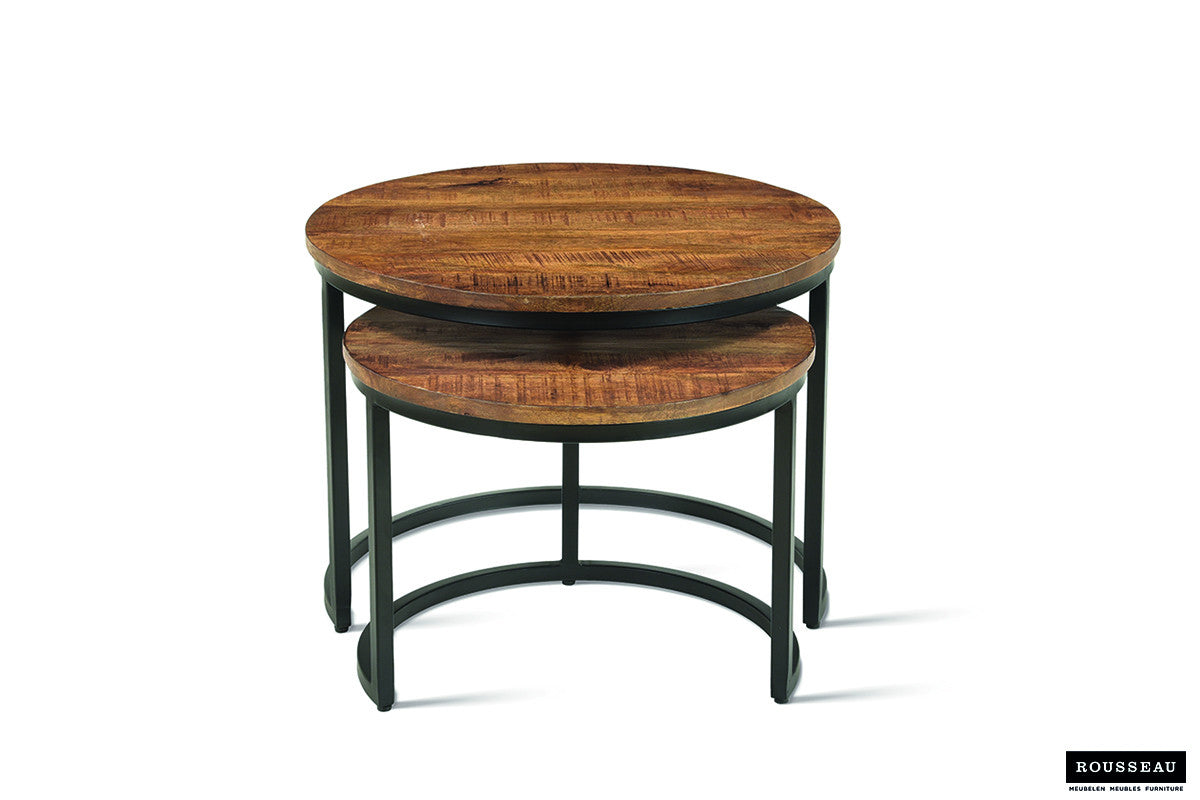 Rousseau - Salontafel Goja 2-delig Mango hout - 38x50x50cm