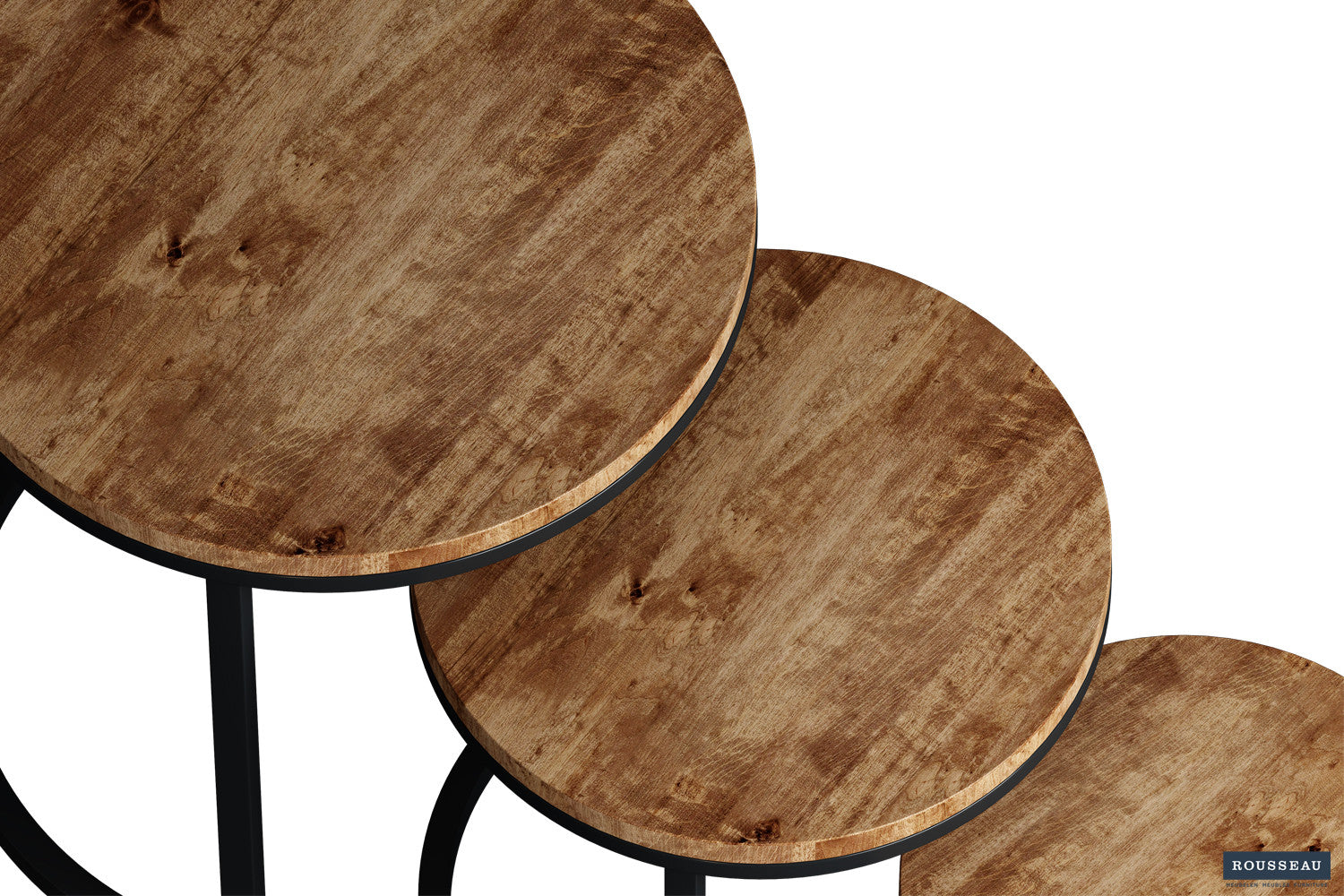 Rousseau - Table d'appoint Plano 3 pièces Bois de manguier - 30x30x30cm