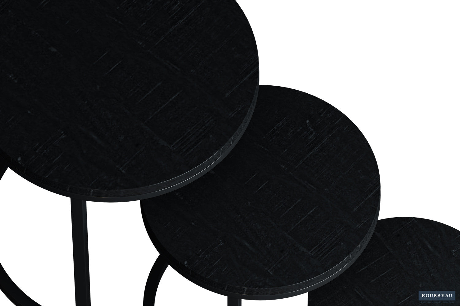 Rousseau - Table d'appoint Plano 3 pièces Bois de manguier noir - 30x30x30cm