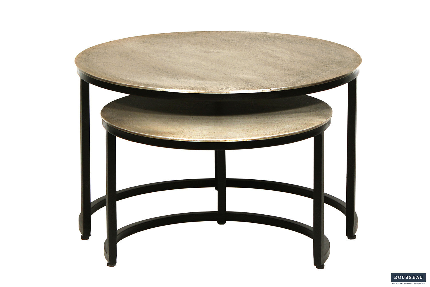 Rousseau - Salontafel Amira 2-delig Verouderd Zilver - 43x70x70cm