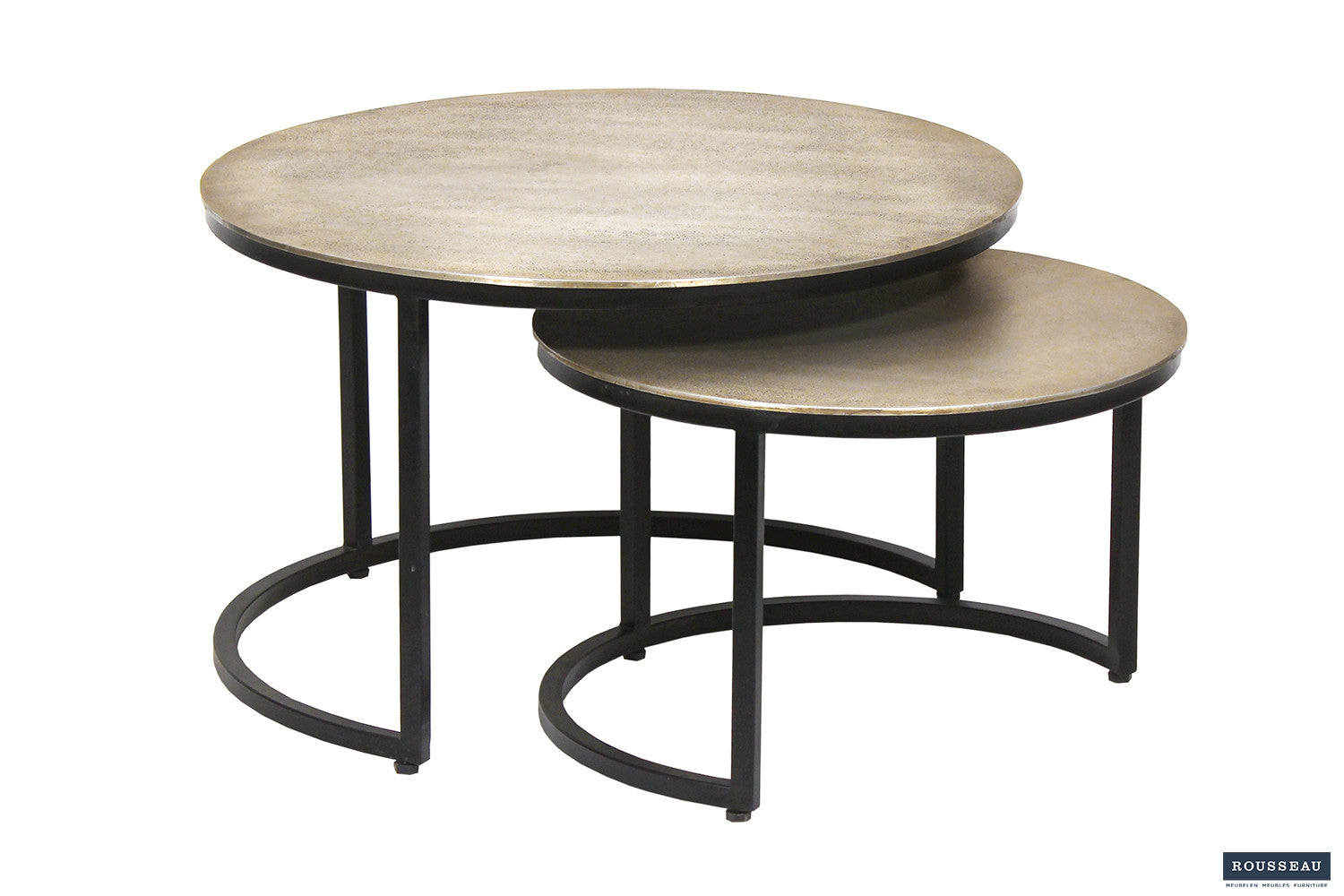 Rousseau - Salontafel Amira 2-delig Verouderd Zilver - 43x70x70cm