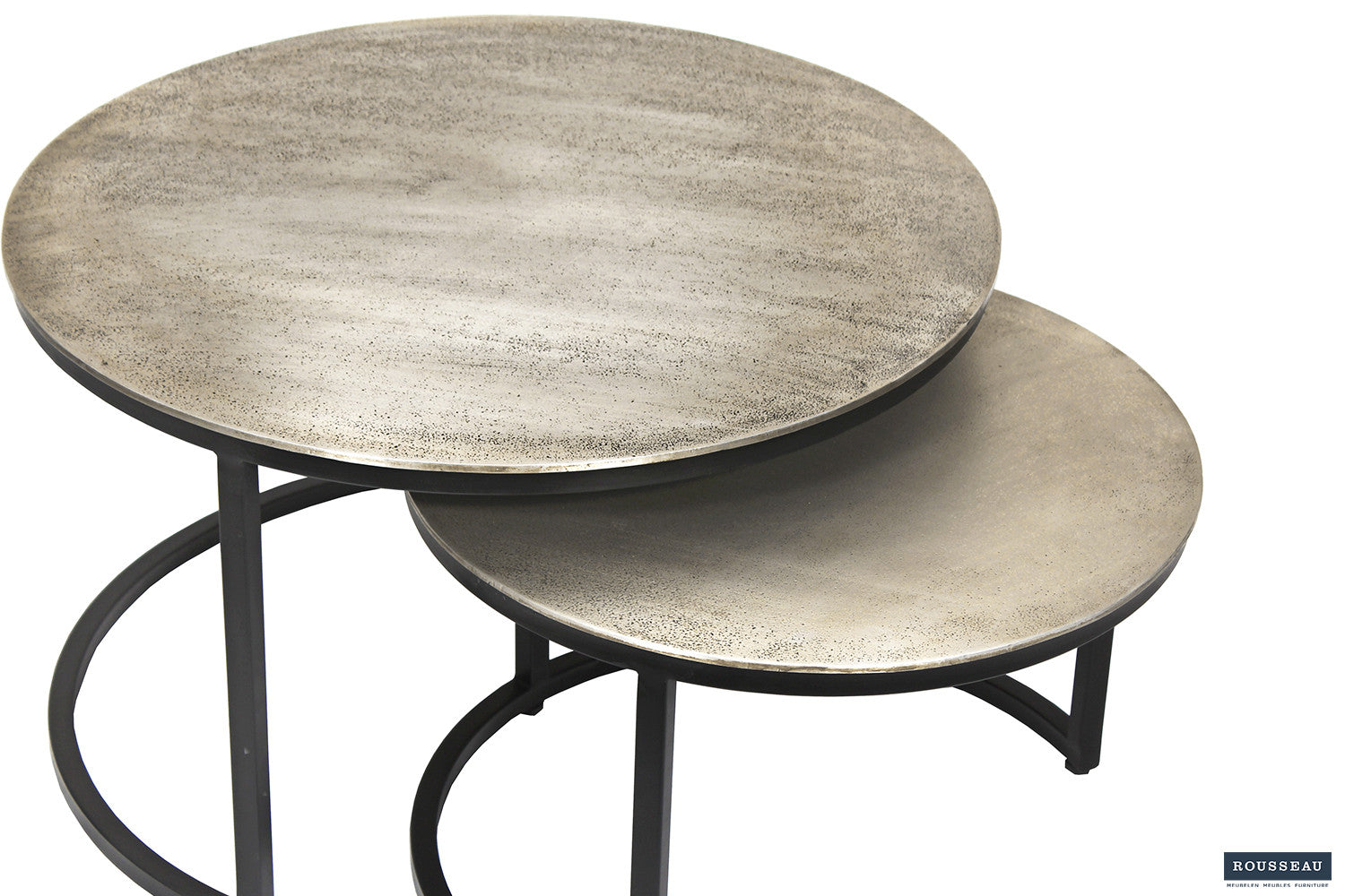 Rousseau - Salontafel Amira 2-delig Verouderd Zilver - 43x70x70cm