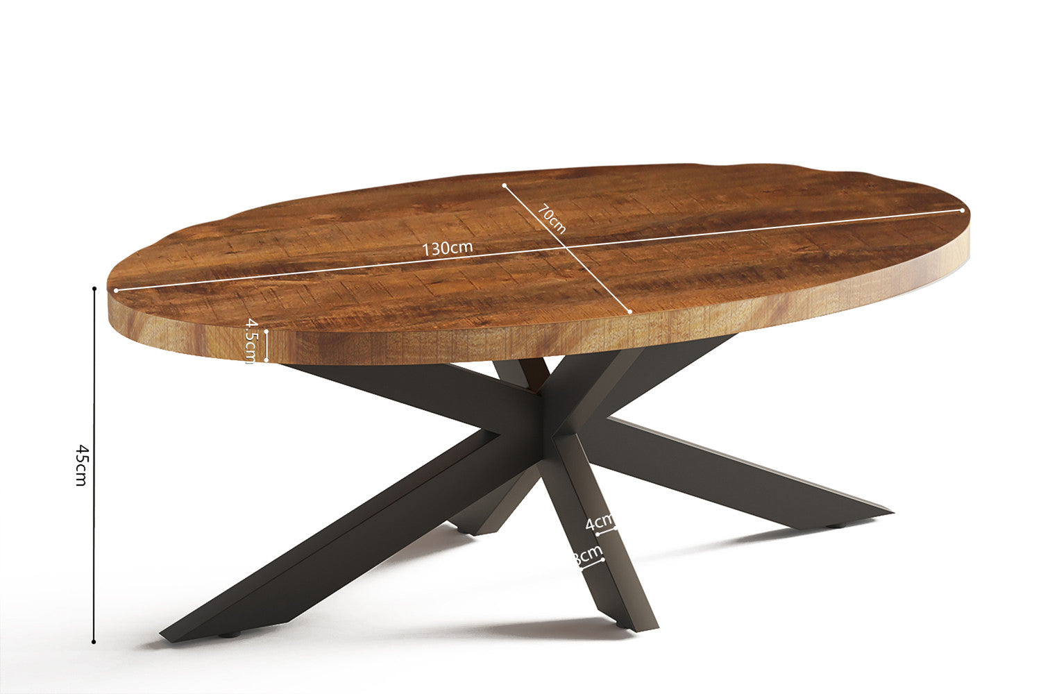 Rousseau - Salontafel Madeira Ovaal Mango hout - 45x130x70 cm