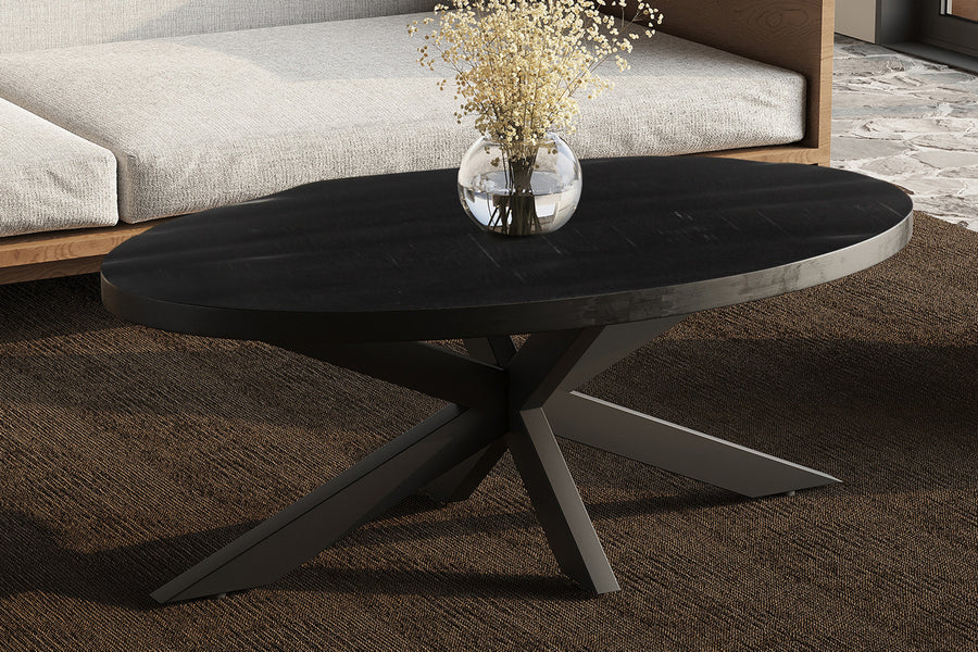 Rousseau - Salontafel Madeira Ovaal Mango hout zwart - 45x130x70 cm