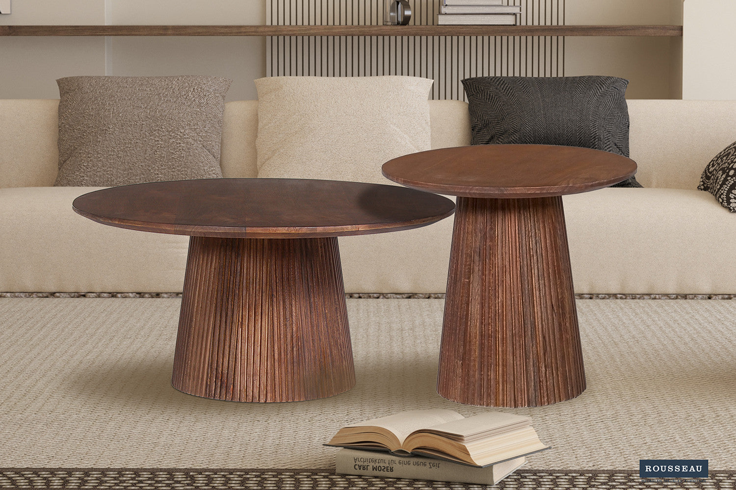 Rousseau - Table basse Miguel 50 cm Ronde Manguier Marron clair - 46x50x50 cm