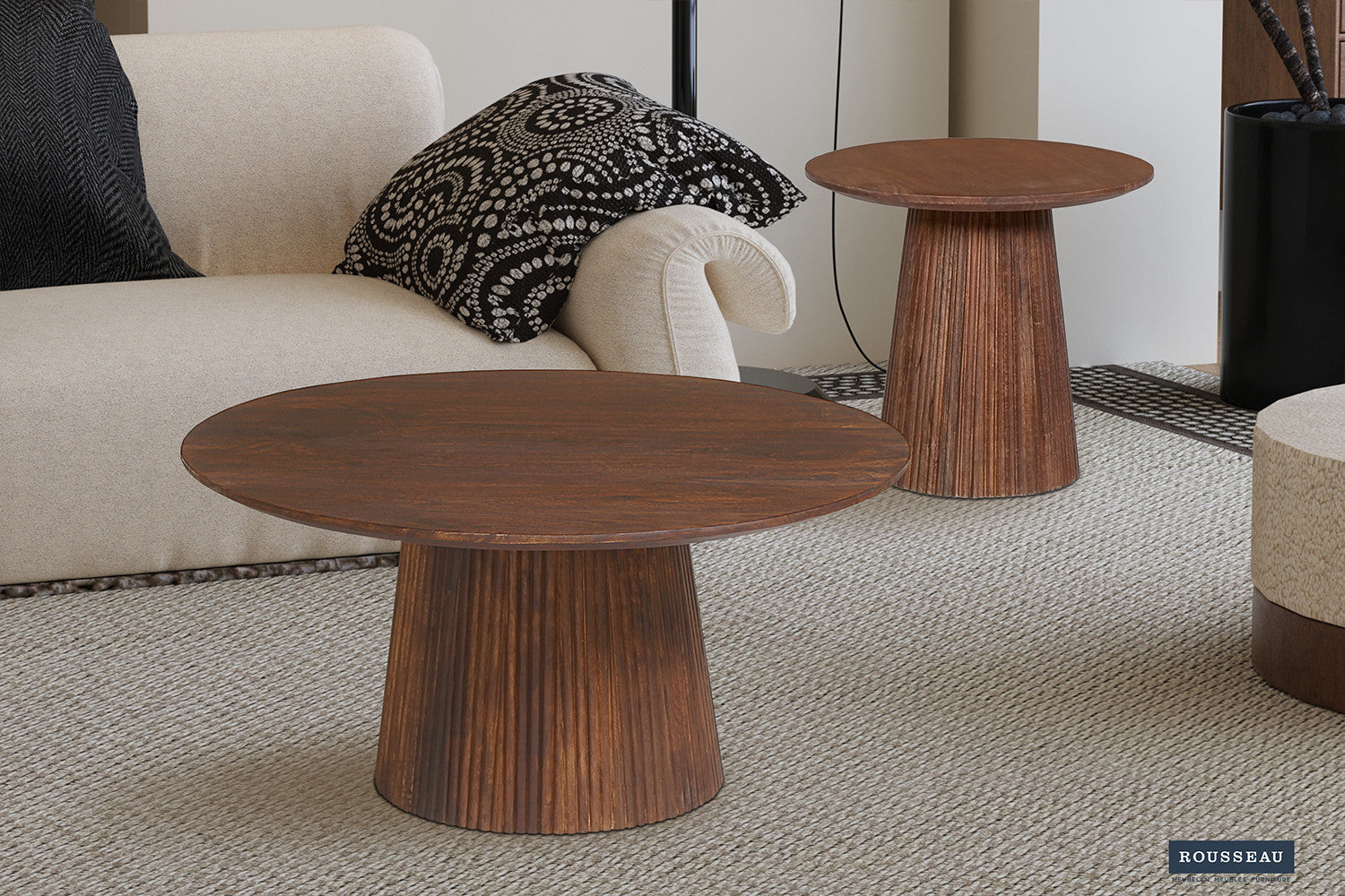 Rousseau - Table basse Miguel 50 cm Ronde Manguier Marron clair - 46x50x50 cm