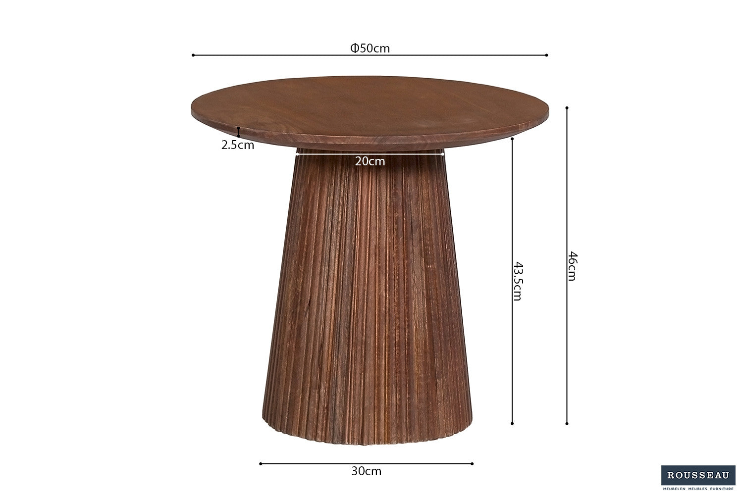 Rousseau - Table basse Miguel 50 cm Ronde Manguier Marron clair - 46x50x50 cm