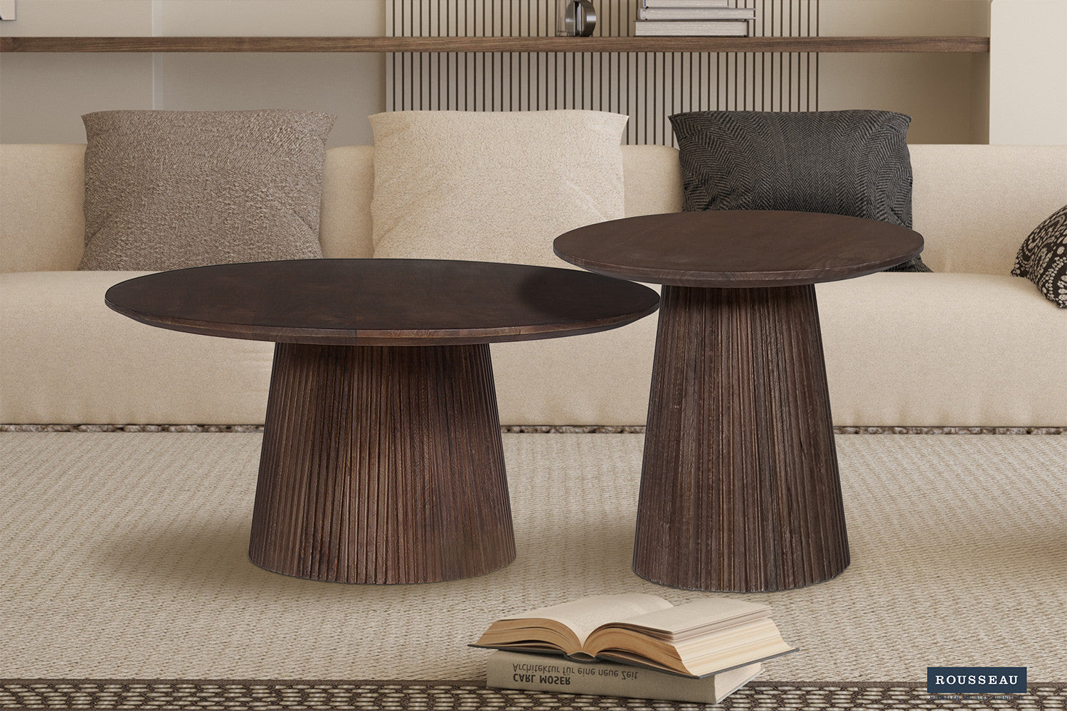 Rousseau - Table basse Miguel 50 cm Ronde Manguier Marron foncé - 46x50x50 cm