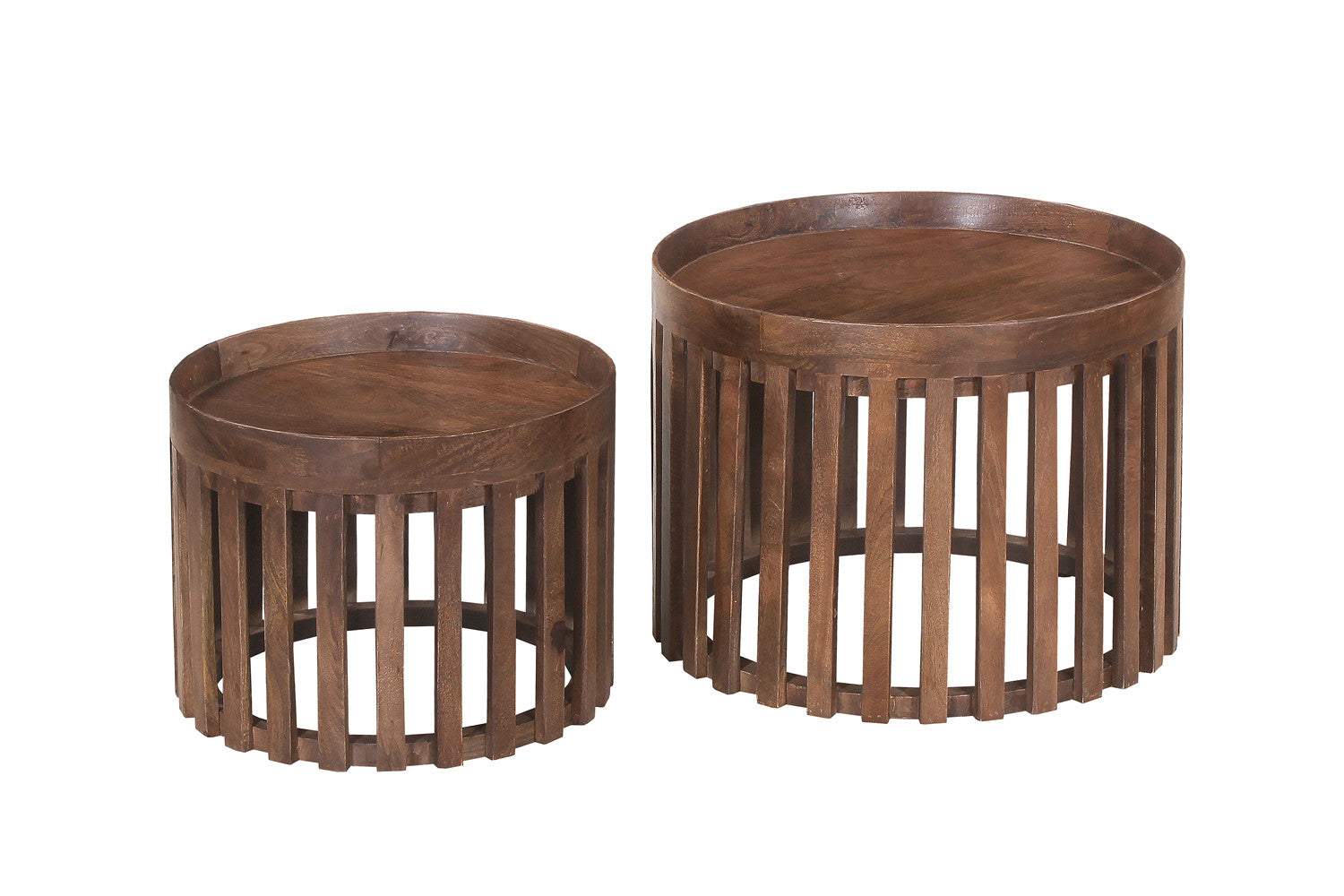 Rousseau - Salontafel Noah 2-delig Rond Mango hout Lichtbruin - 45x60x60cm