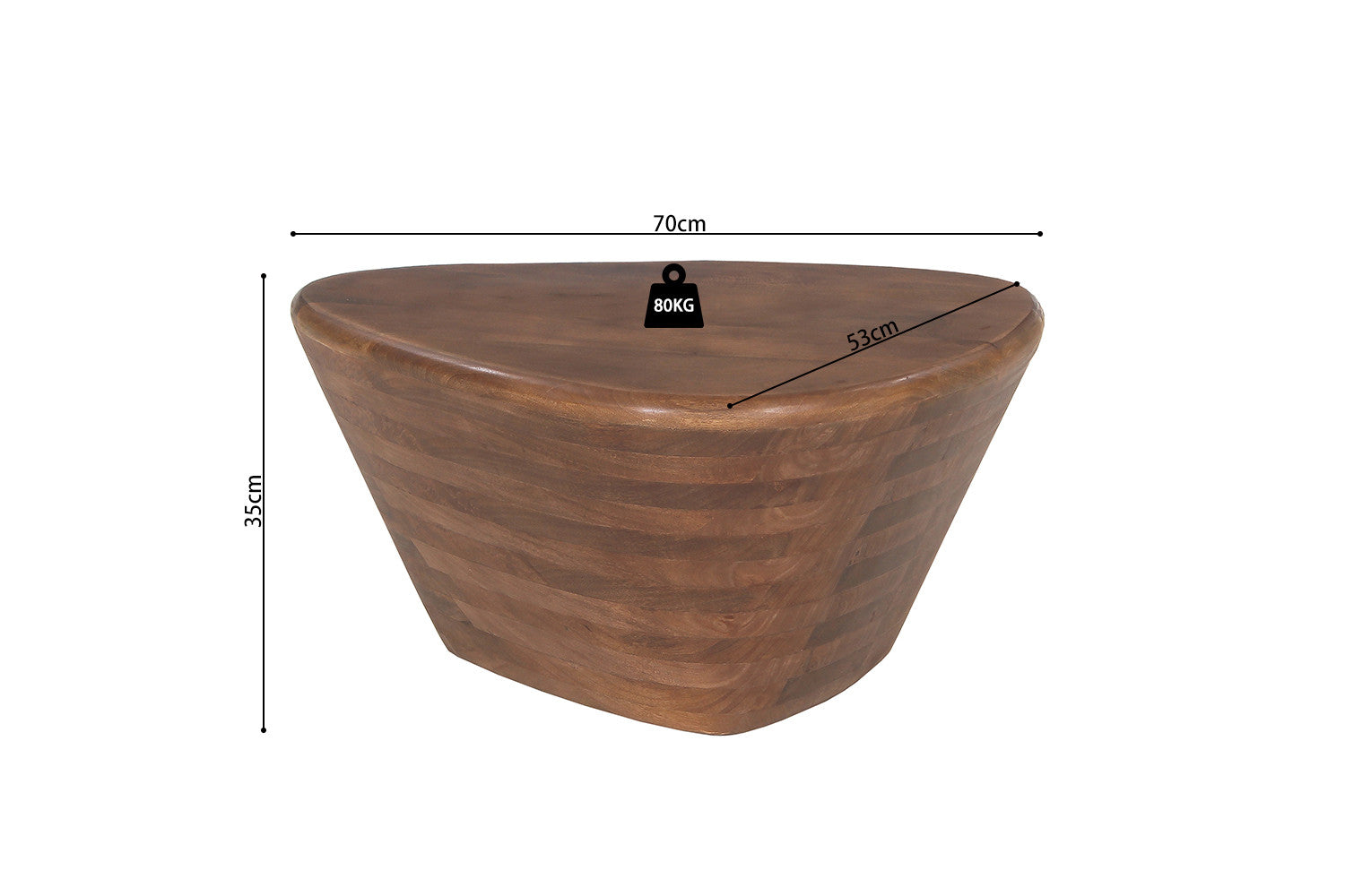 Rousseau - Salontafel Matteo Mango hout Lichtbruin - 35x70x53 cm